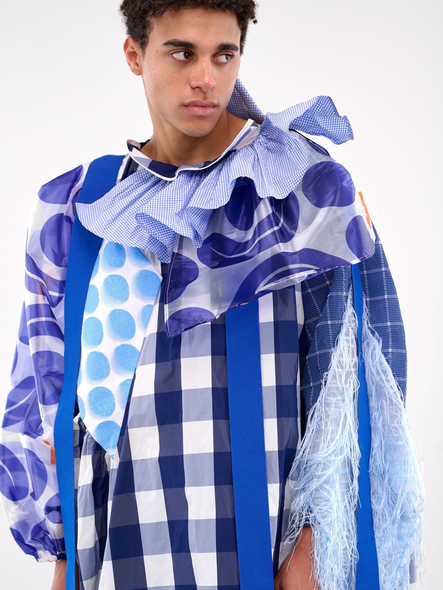 Patchwork Draped Orefei Jacket (4003-ORFEI-COMB-II-BLUE)