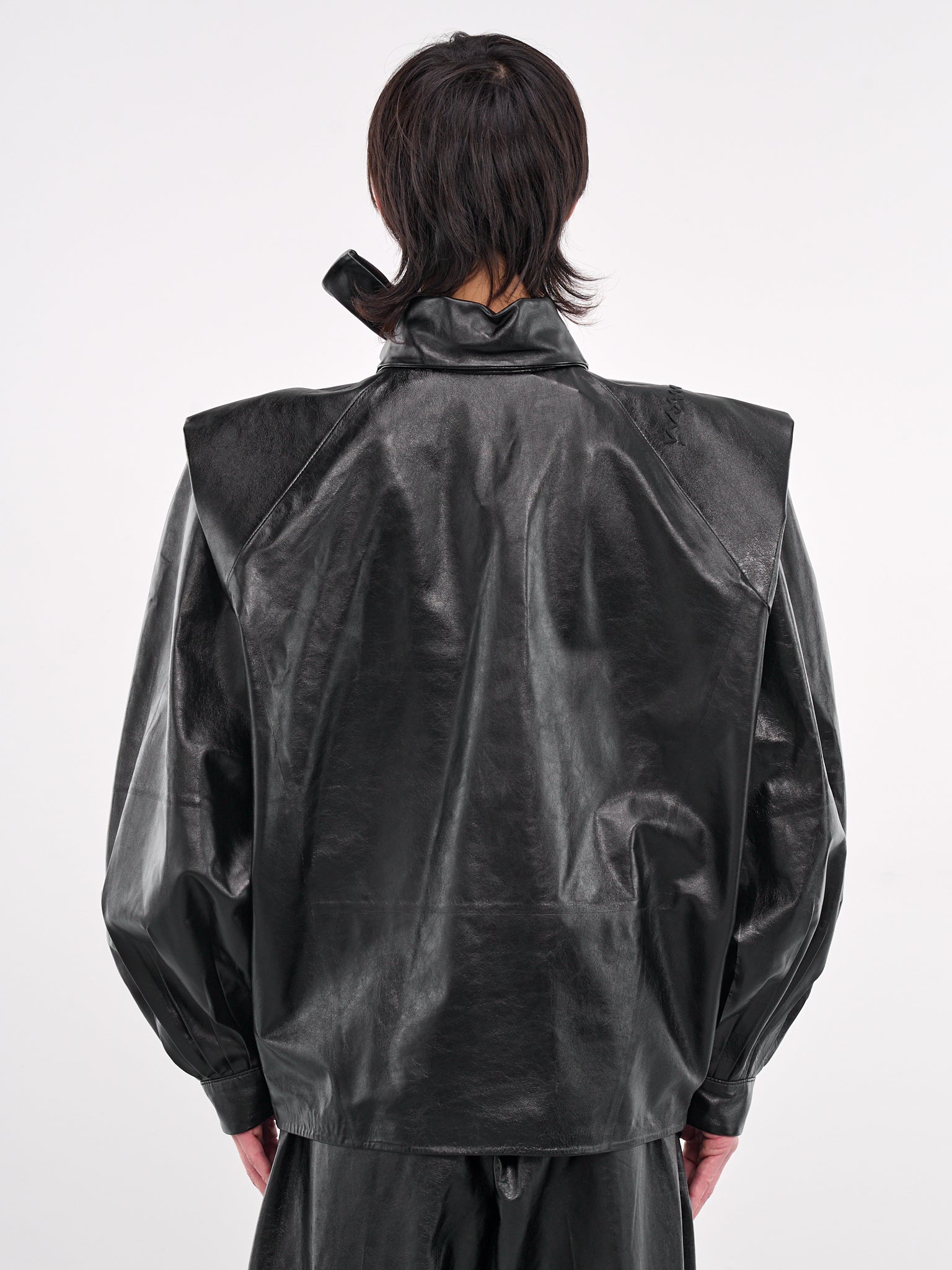 Oversized Faux Leather Shirt (TTMY0008S0-ULA760-BLACK)