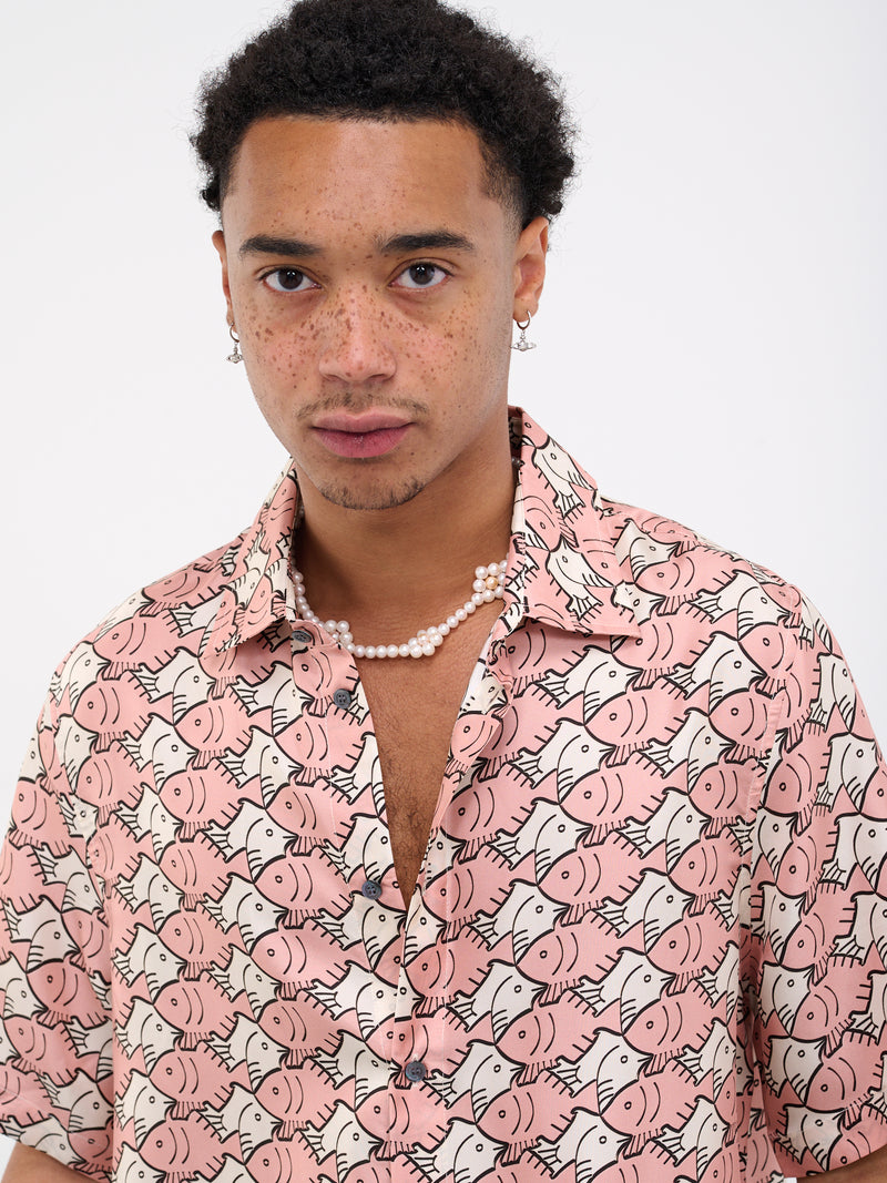 Classic Fish Shirt (4025A-W095-PINK-FISH-SILK)