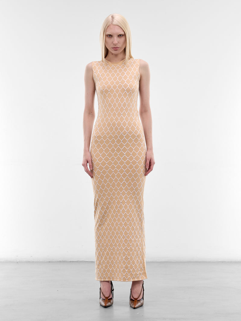 Nude Resille Fishnet Maxi Dress (4027-2000-NUDE)