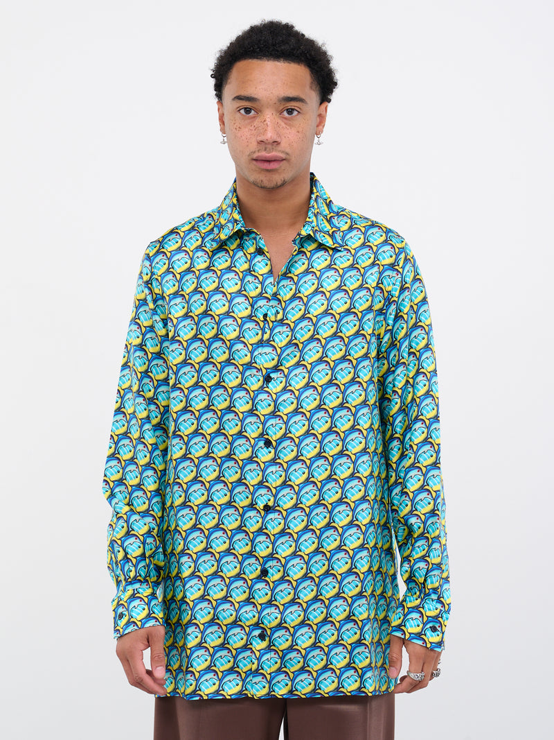 Classic Fish Shirt (4028A-W095-BLUE-FISH-SILK)