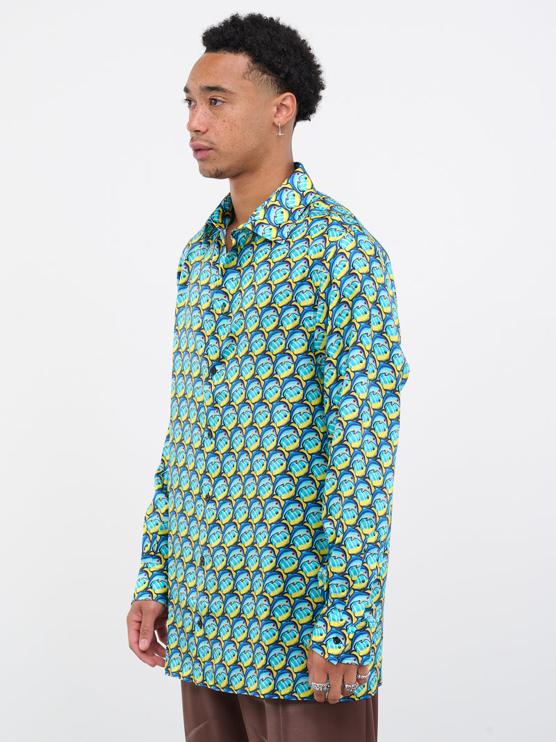 Classic Fish Shirt (4028A-W095-BLUE-FISH-SILK)