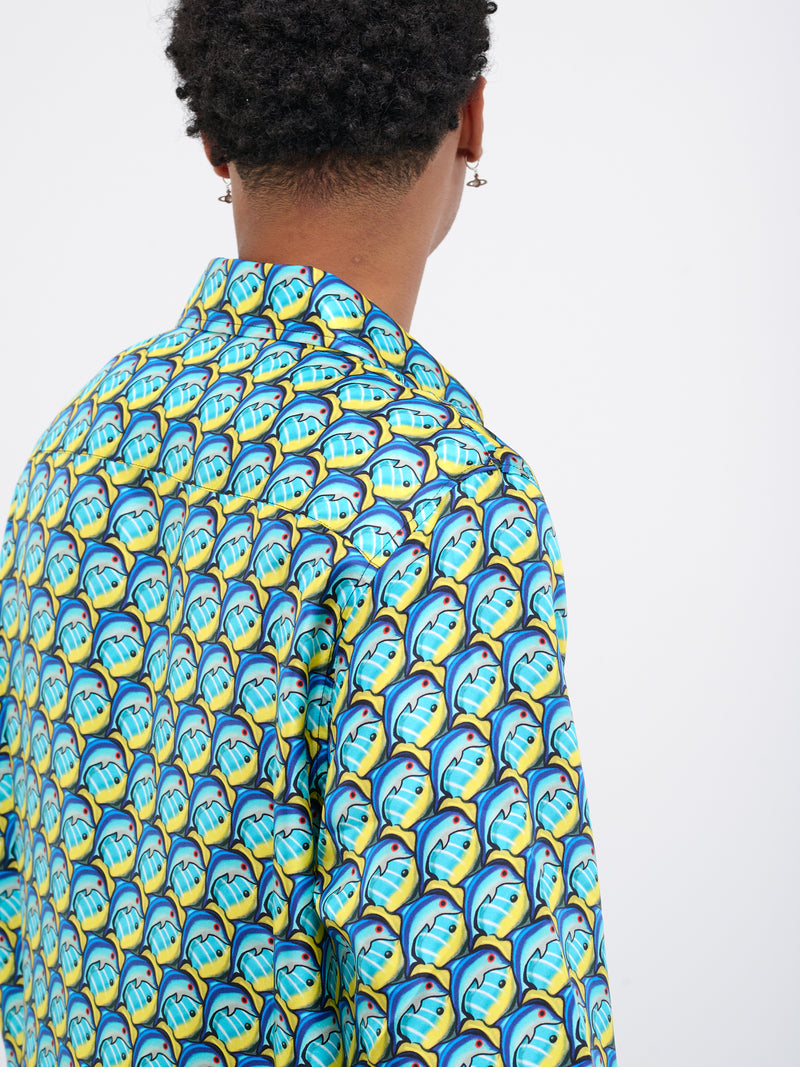 Classic Fish Shirt (4028A-W095-BLUE-FISH-SILK)