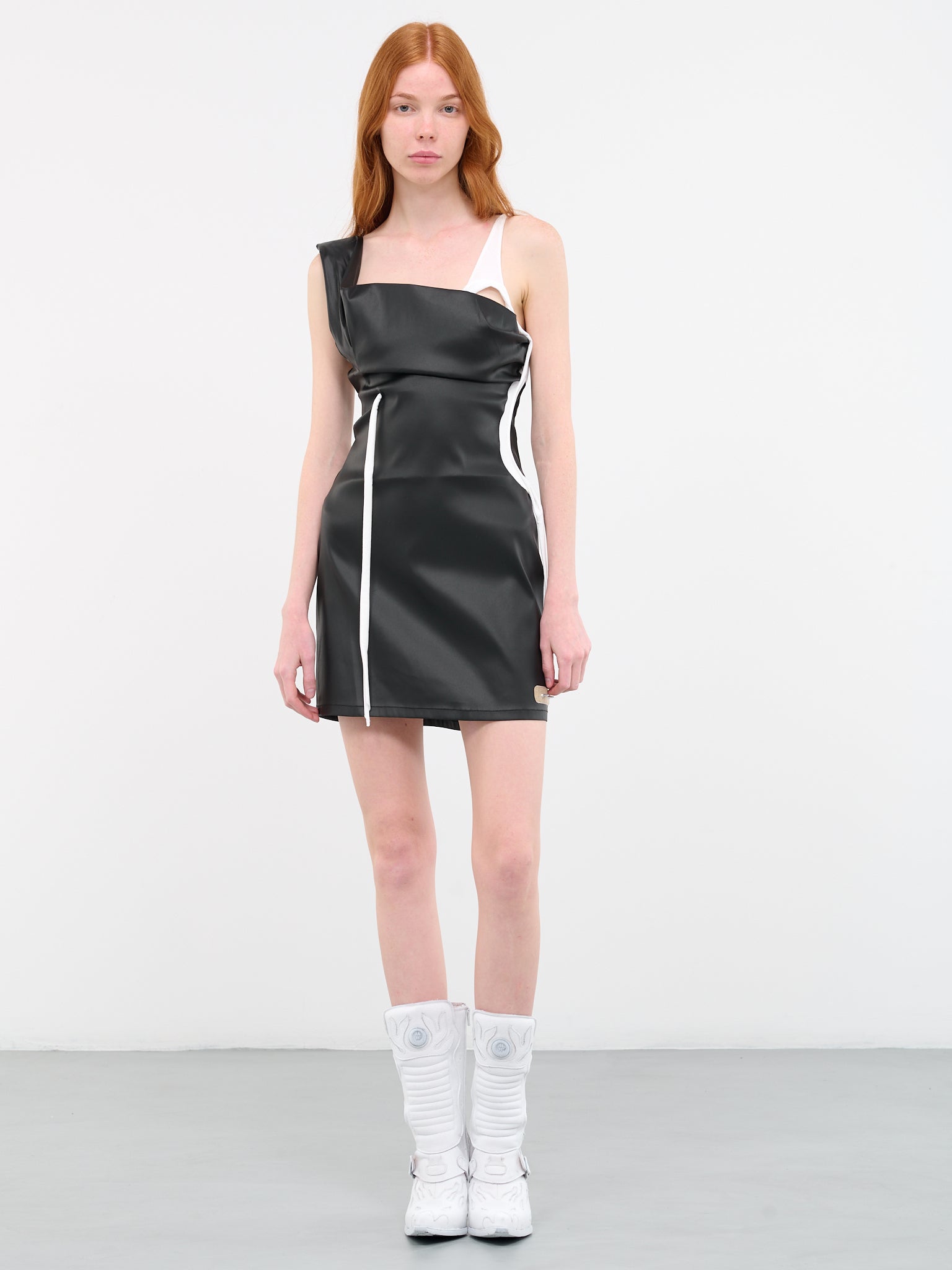 Scuba Faux-Leather Dress (405101-BLACK) Scuba Faux-Leather Dress (405101-BLACK)