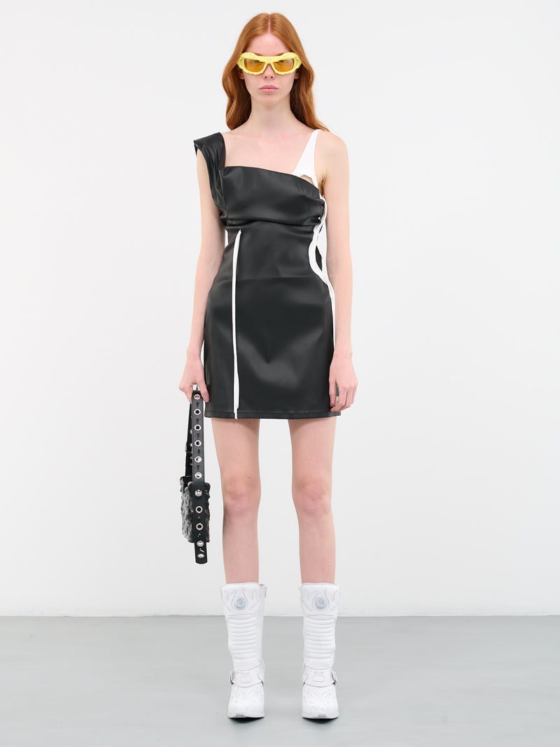 Scuba Faux-Leather Dress (405101-BLACK)