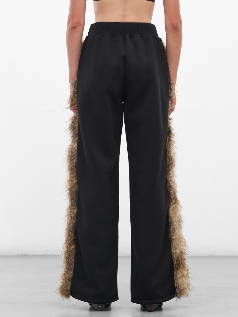 Black Fur Trim Patch Sweatpants (4065-FUR-BLACK-MULTI)