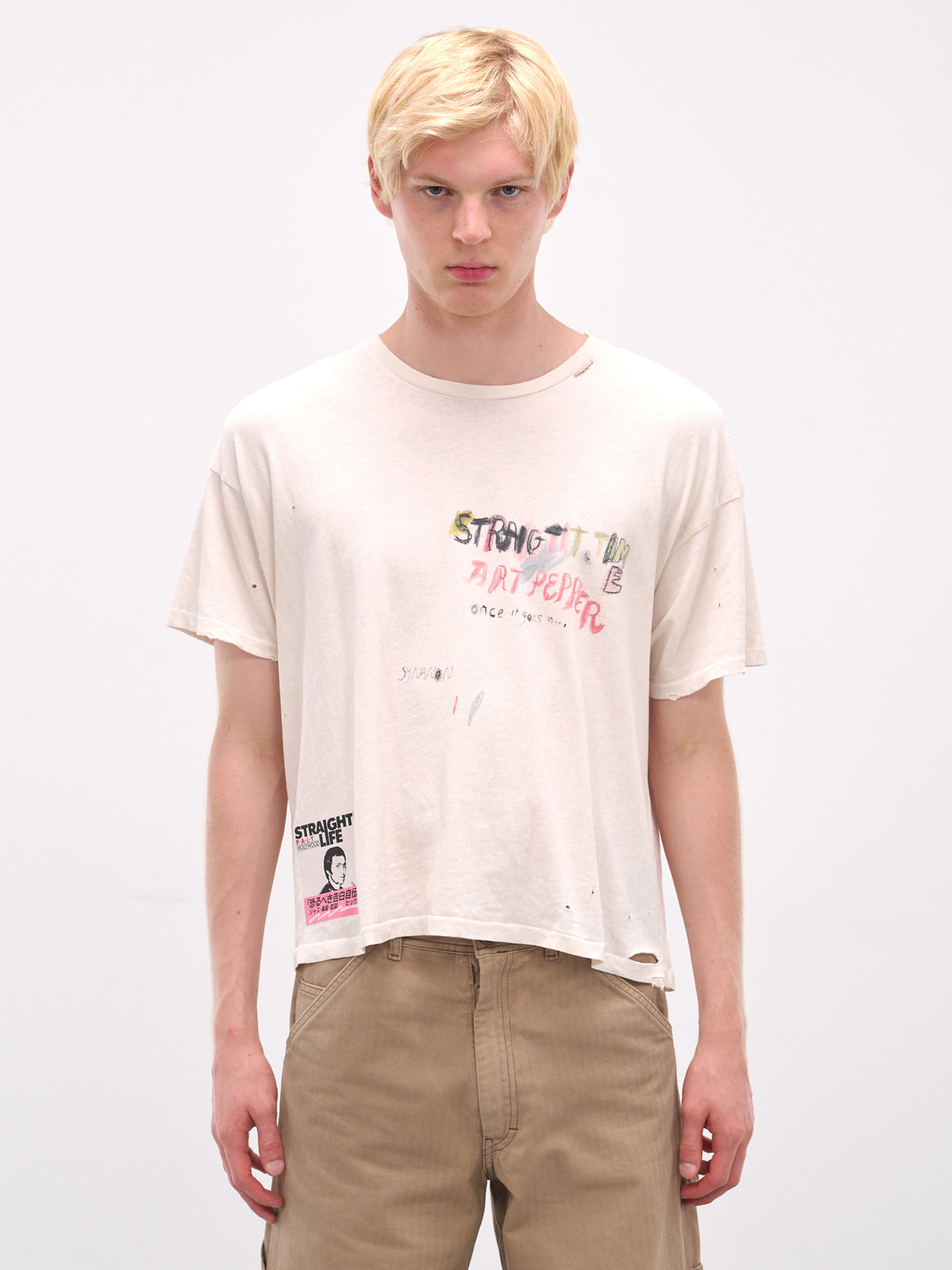 Cream 'Straight Time' Graphic Tee (2U001Q3009VWT-CREAM)