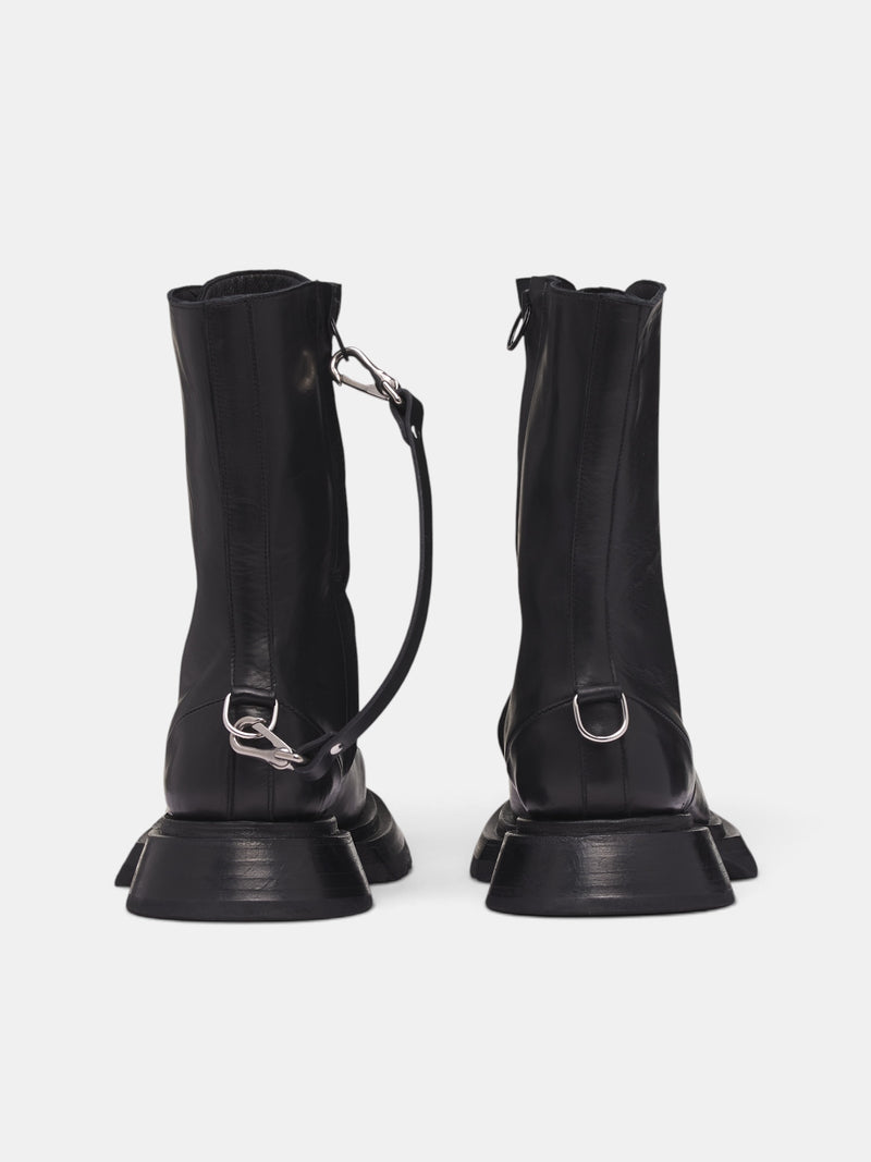 Black Leather Fundament Combat Boots (41-FUNDAMENT-COMBATS-BLACK)
