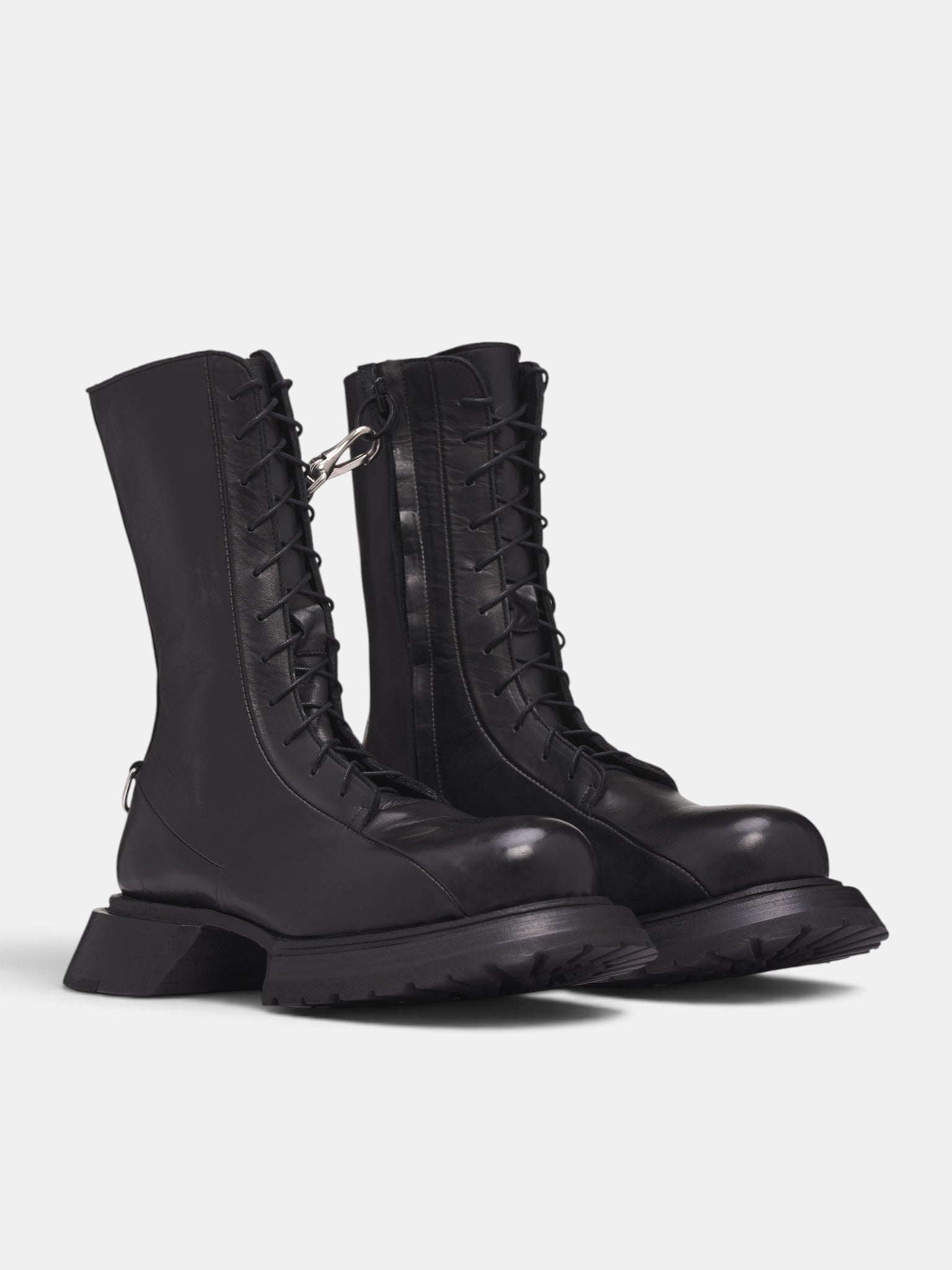 Black Leather Fundament Combat Boots (41-FUNDAMENT-COMBATS-BLACK)