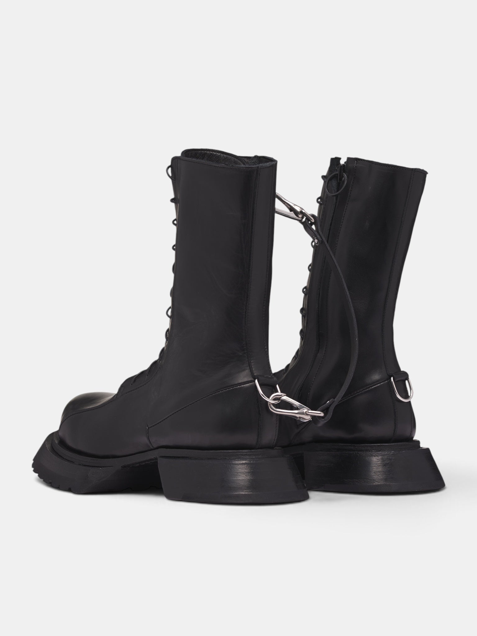 Black Leather Fundament Combat Boots (41-FUNDAMENT-COMBATS-BLACK)