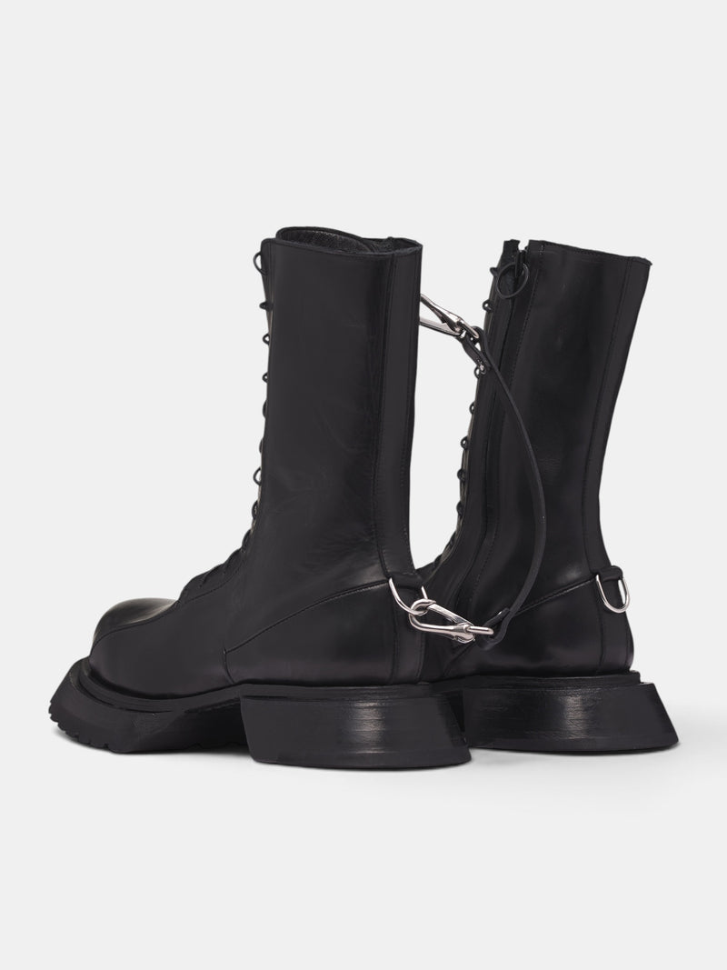Black Leather Fundament Combat Boots (41-FUNDAMENT-COMBATS-BLACK)
