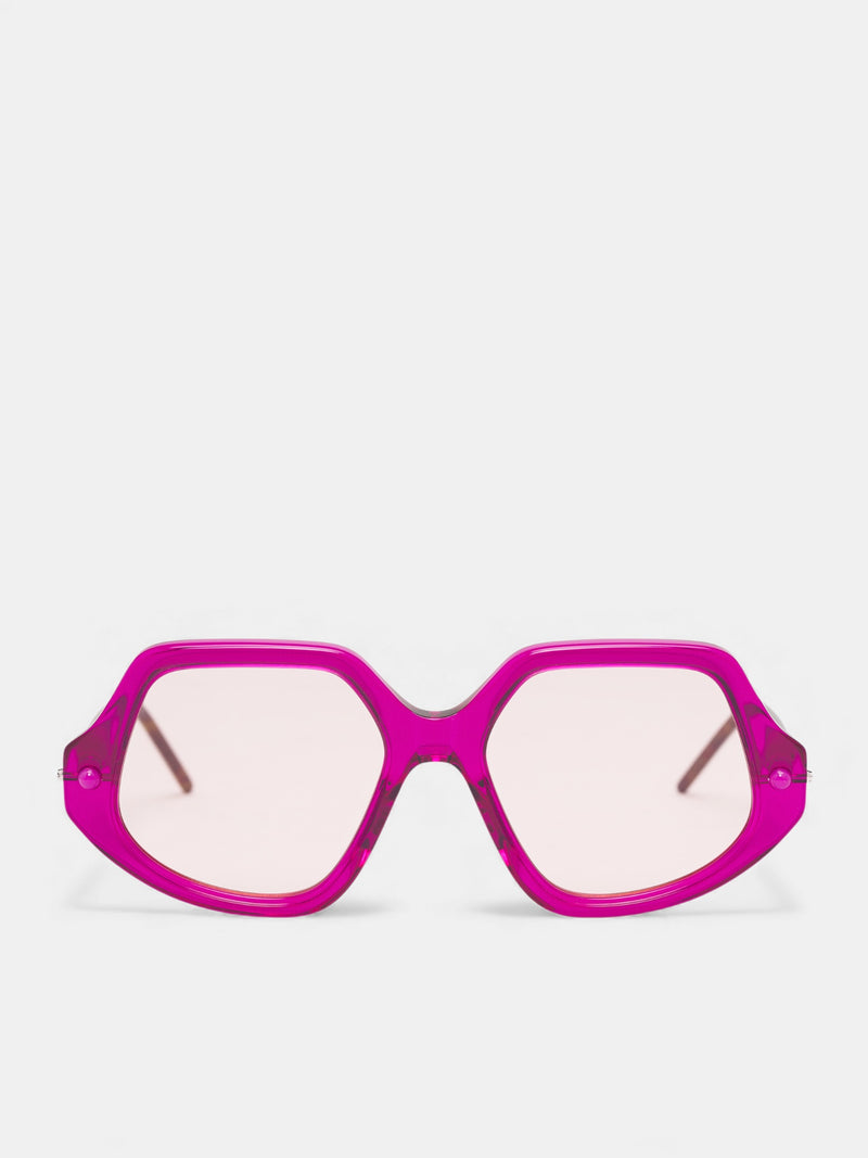 Red Translucent Oversized Geometric Sunglasses (KRSP20CY0000002P-PINK)