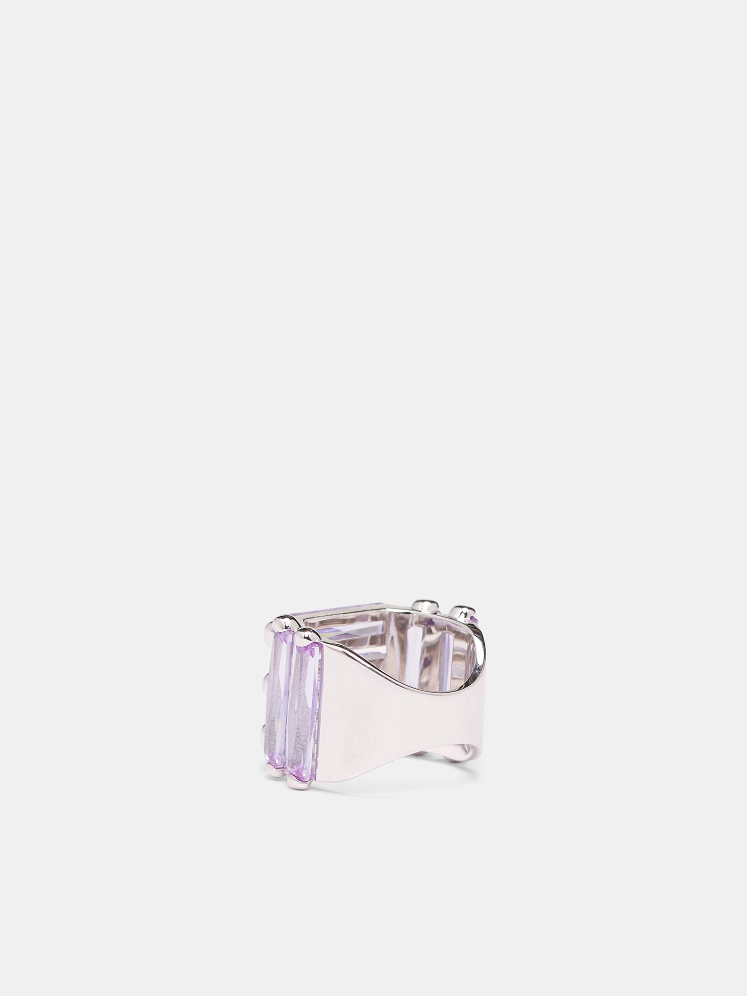 Silver Crystallized Armor Baguette Ring (CRYSTALLISEDARMOUR-RHODIUM)