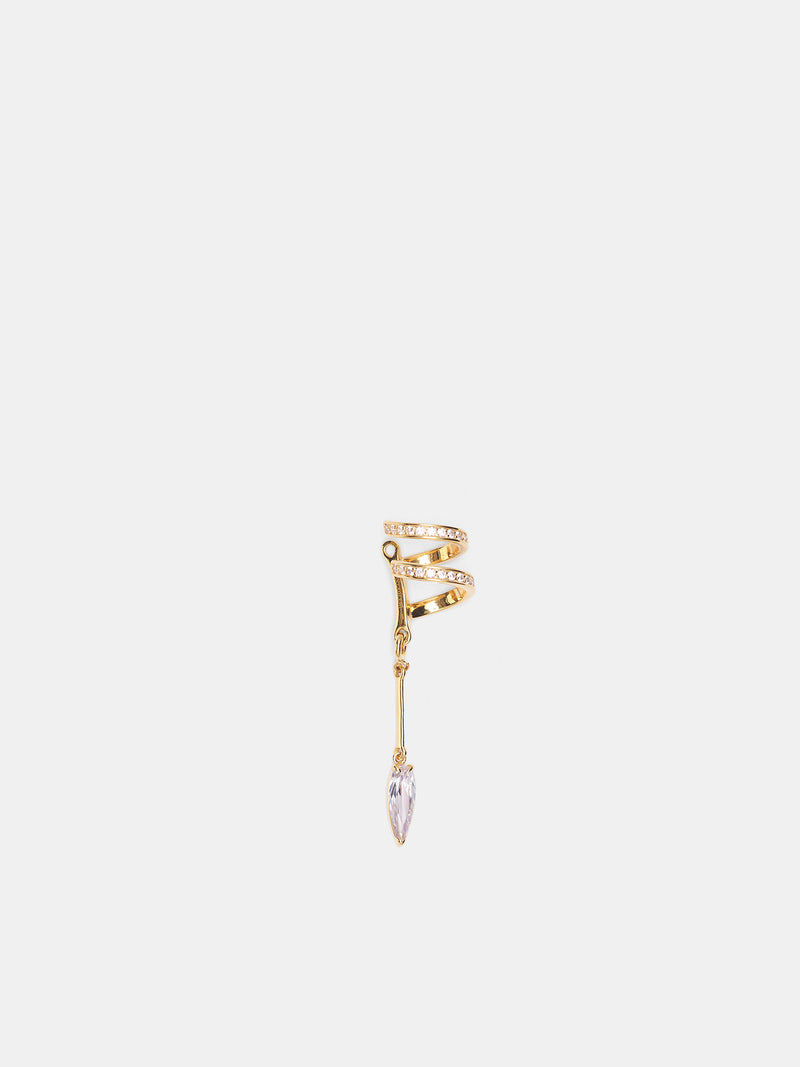 Gold Spiral Encrusted Ear Cuff (ENCRUSTED-SPIRAL-CLEAR-GOLD)