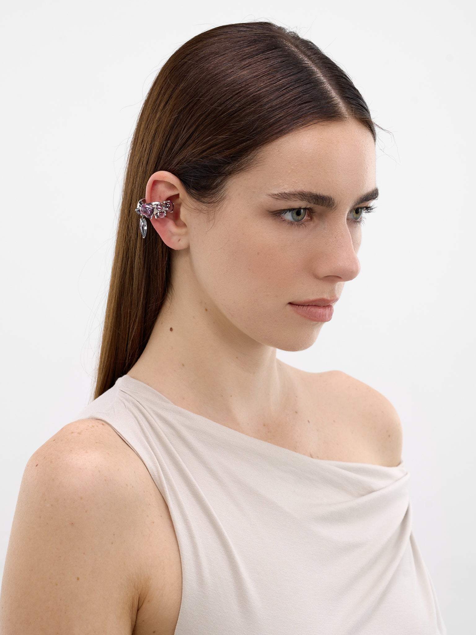 Silver Gothika Blown Charm Ear Cuffs (GORHIKA-BLOWN-CHARM-RHODIUM)