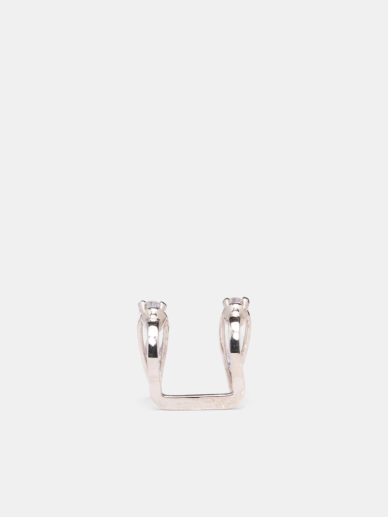 Silver Sharp Viper Mouth Ear Cuff (SHARP-VIPER-MOUTH-RHODIUM)