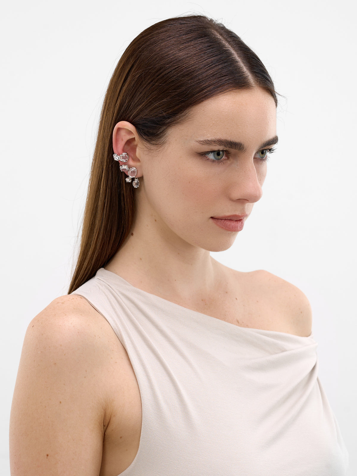 Right Left Climax Ear Set (CLEAR-RIGHT-CLIMAX-RHODIUM)