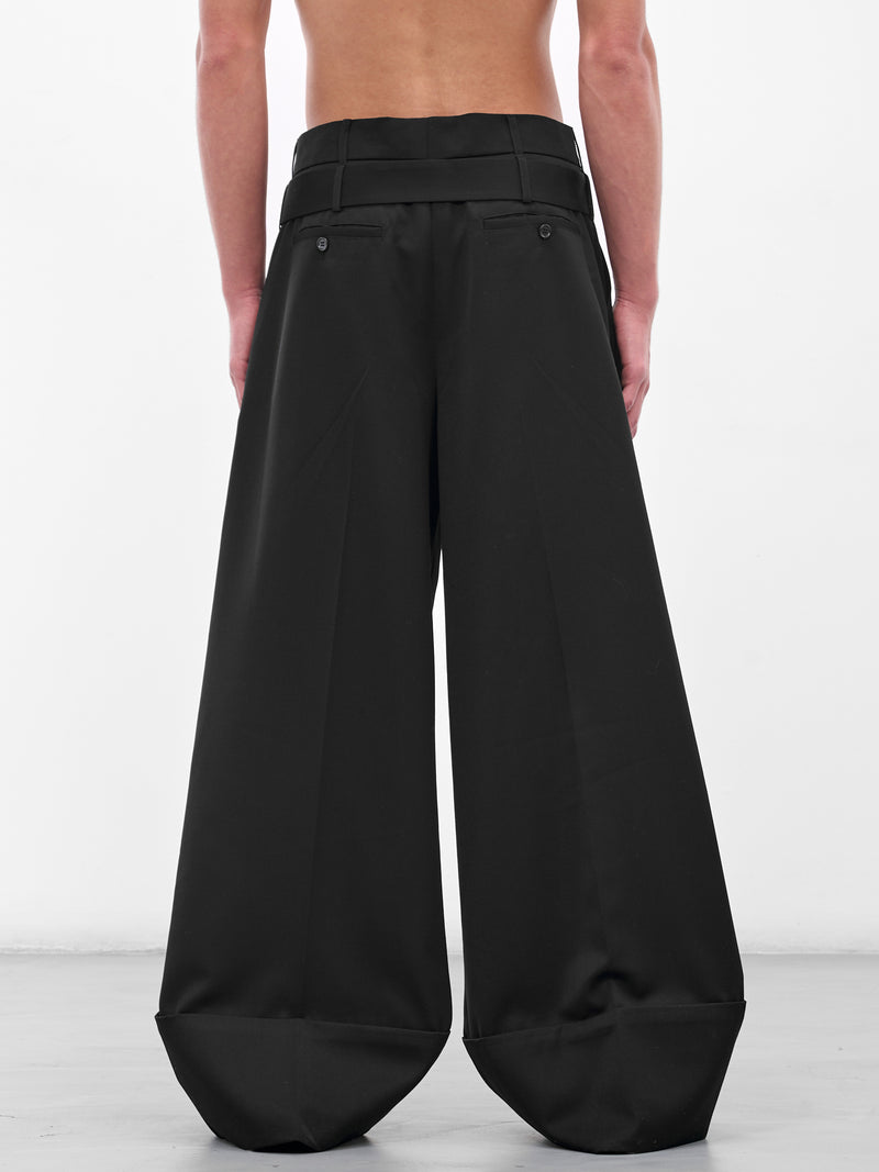 Black Wide Leg Multi Belt Loop Trousers (4159B-1217-BLACK-JET)