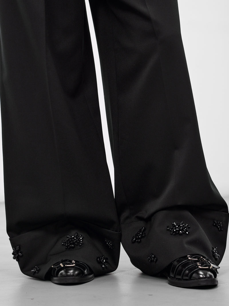 Black Wide Leg Multi Belt Loop Trousers (4159B-1217-BLACK-JET)