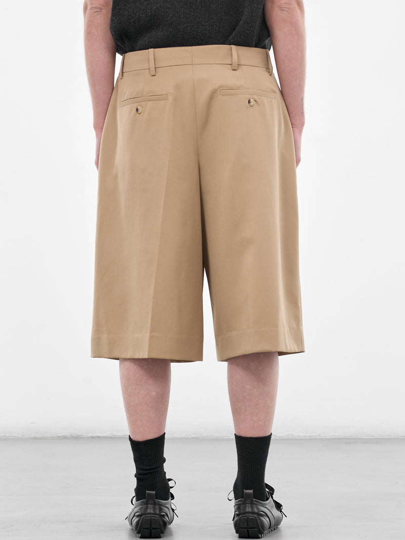 Beige Venetian Wool Tailored Shorts (4187D-1217-SAND)