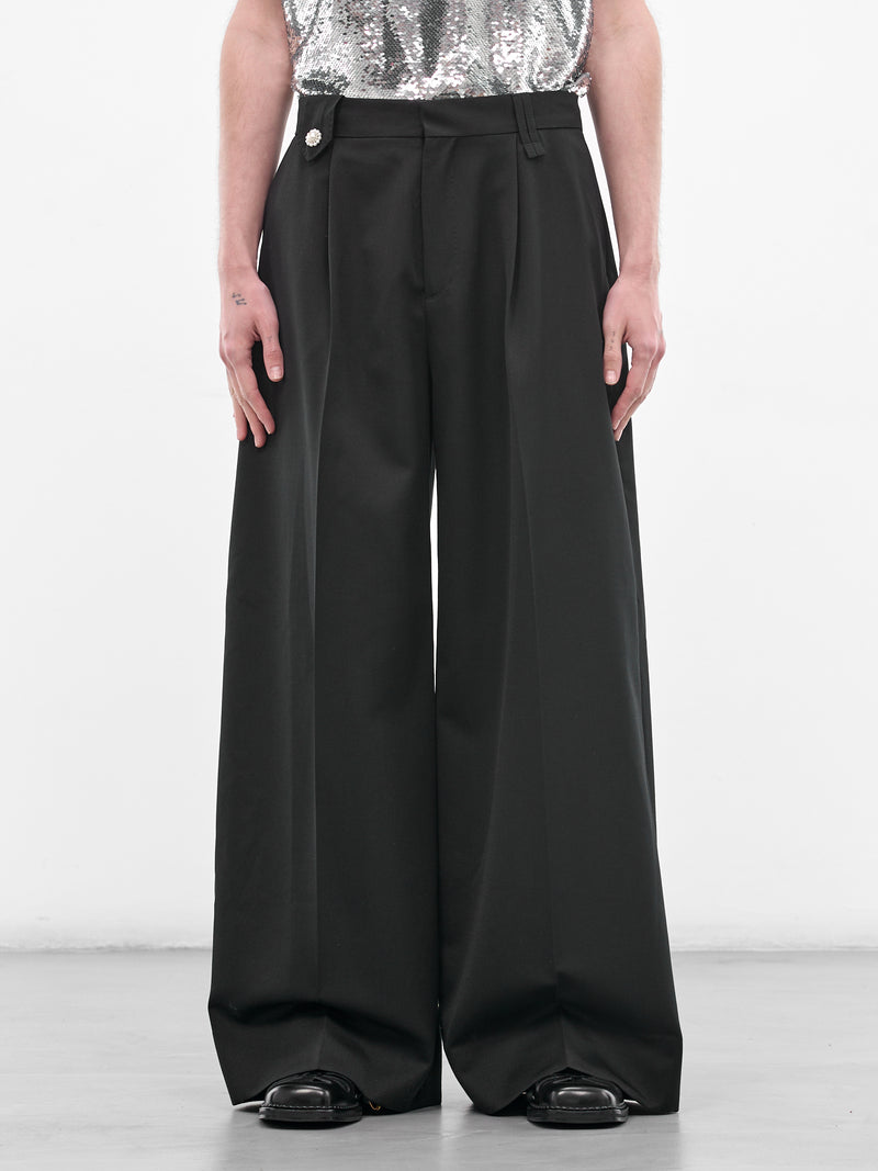 Black Venetian Wool Wide Trousers (4198D-1217-BLACK)