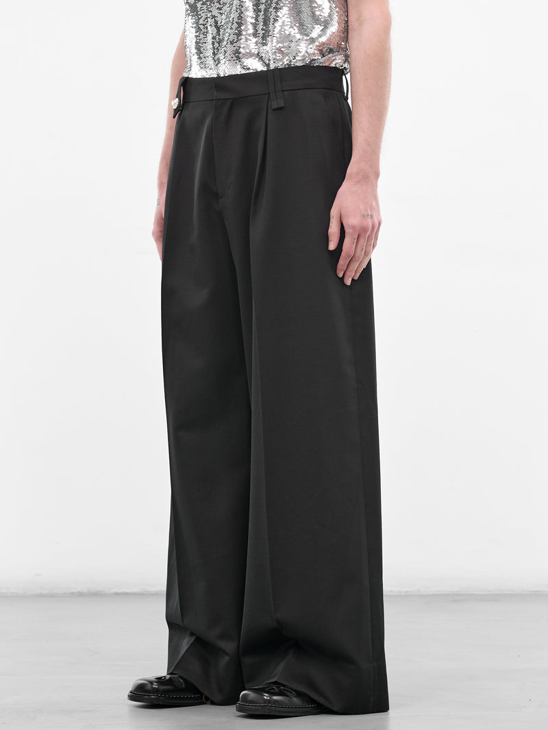 Black Venetian Wool Wide Trousers (4198D-1217-BLACK)