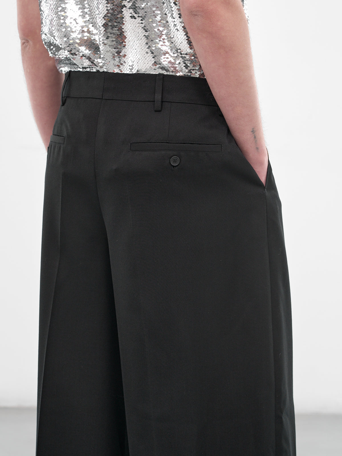 Black Venetian Wool Wide Trousers (4198D-1217-BLACK)