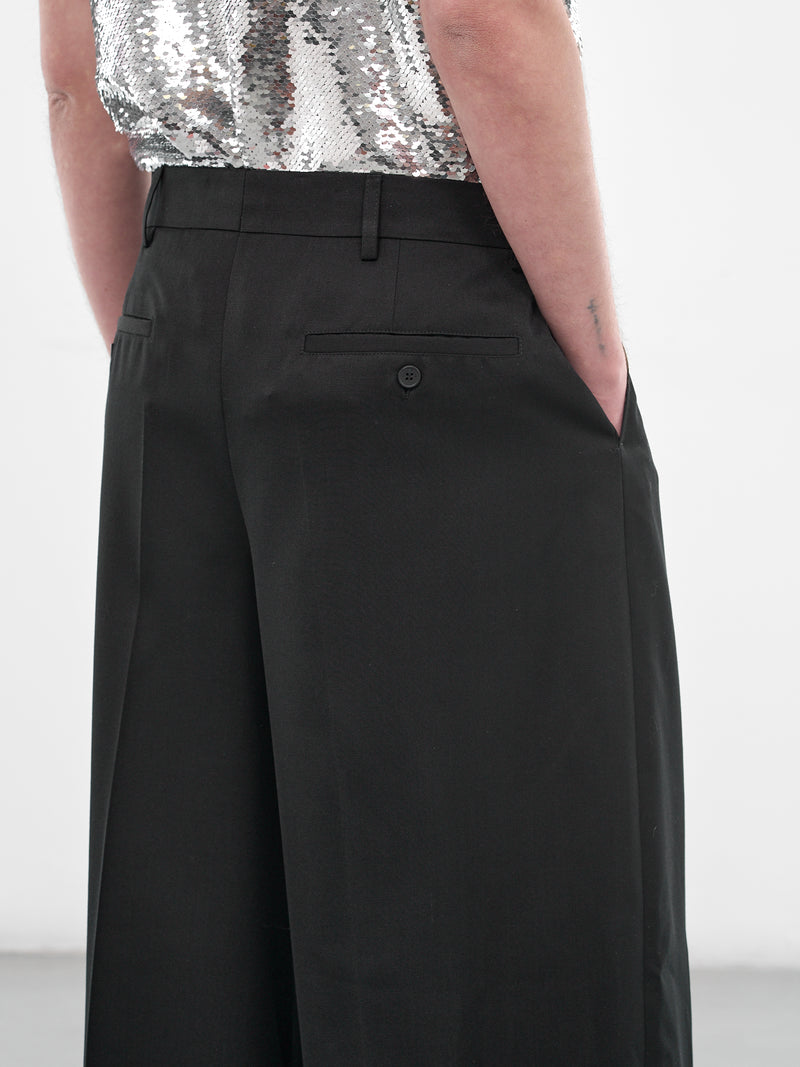 Black Venetian Wool Wide Trousers (4198D-1217-BLACK)