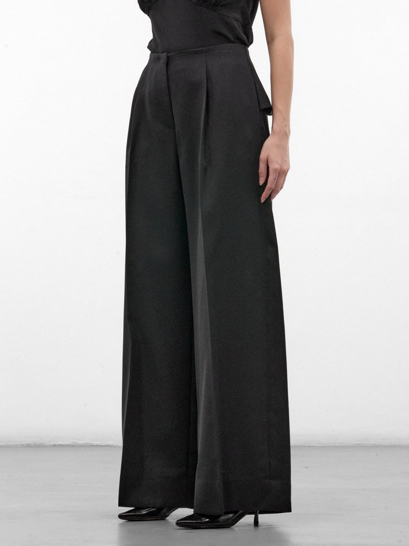 Black Pleated Bow Trousers (4214E-1217-BLACK)