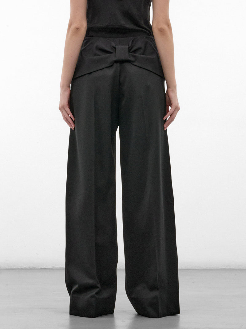 Black Pleated Bow Trousers (4214E-1217-BLACK)