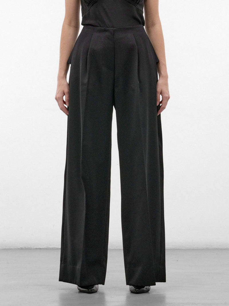 Black Pleated Bow Trousers (4214E-1217-BLACK)