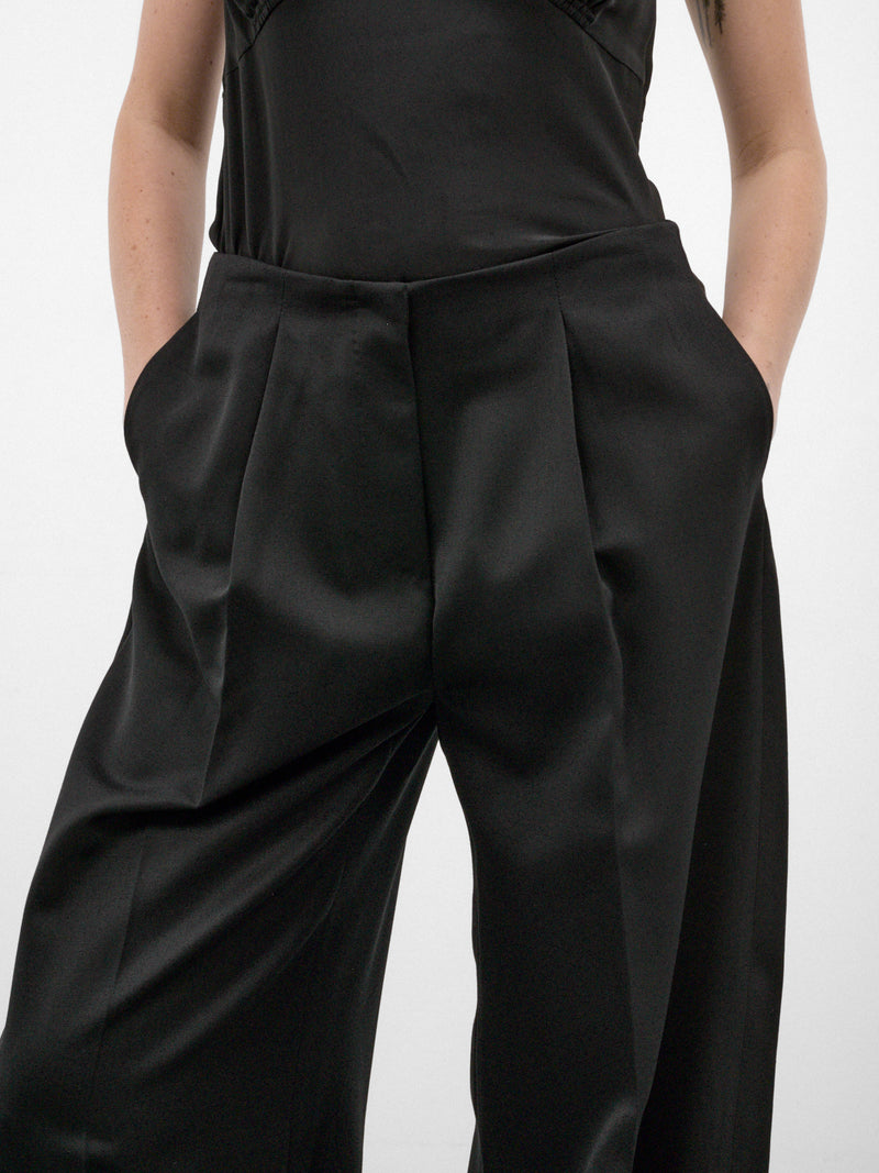 Black Pleated Bow Trousers (4214E-1217-BLACK)