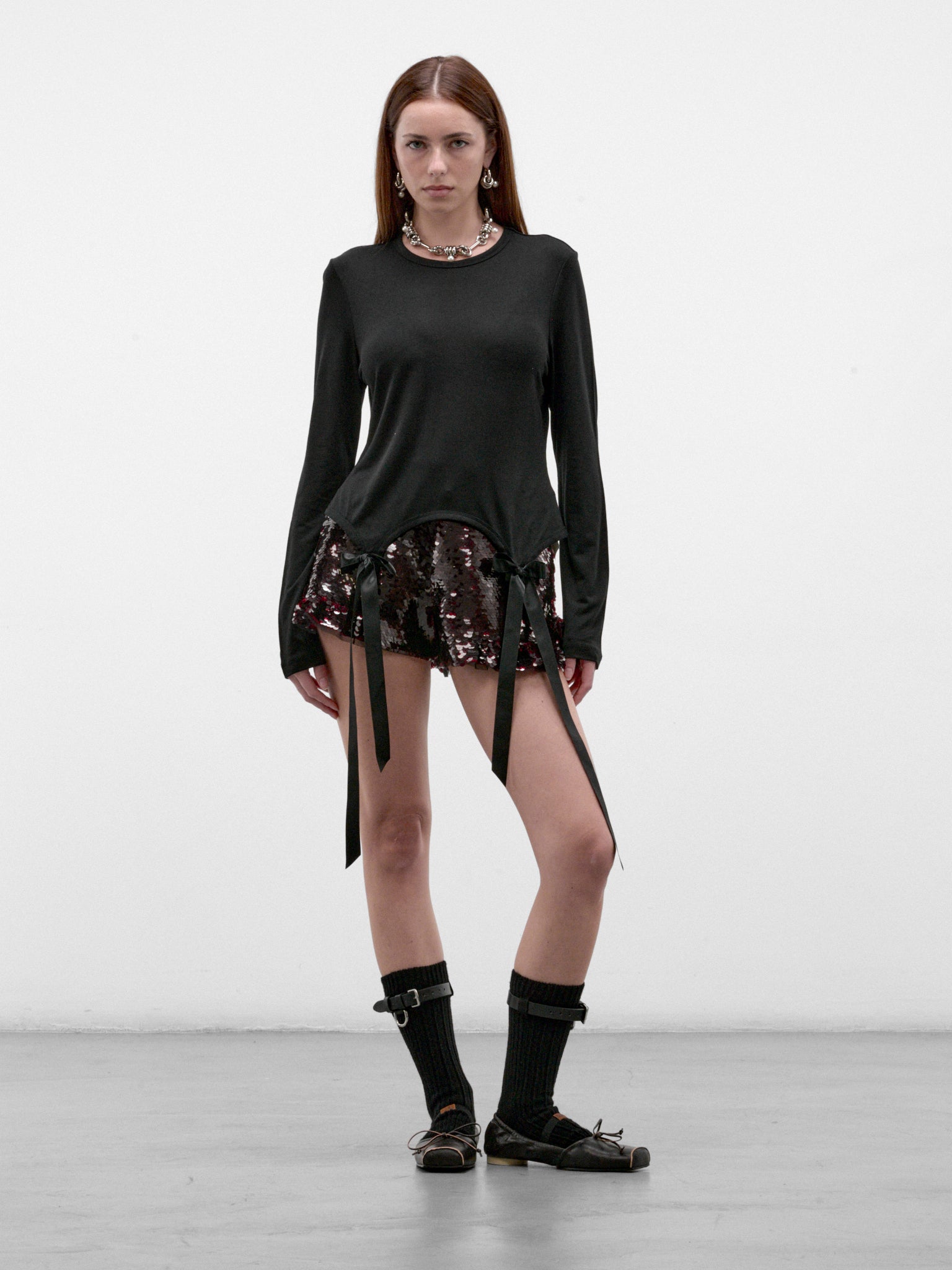 Deep Red Sequin Mini Shorts (4215-1362-DEEP-RED)