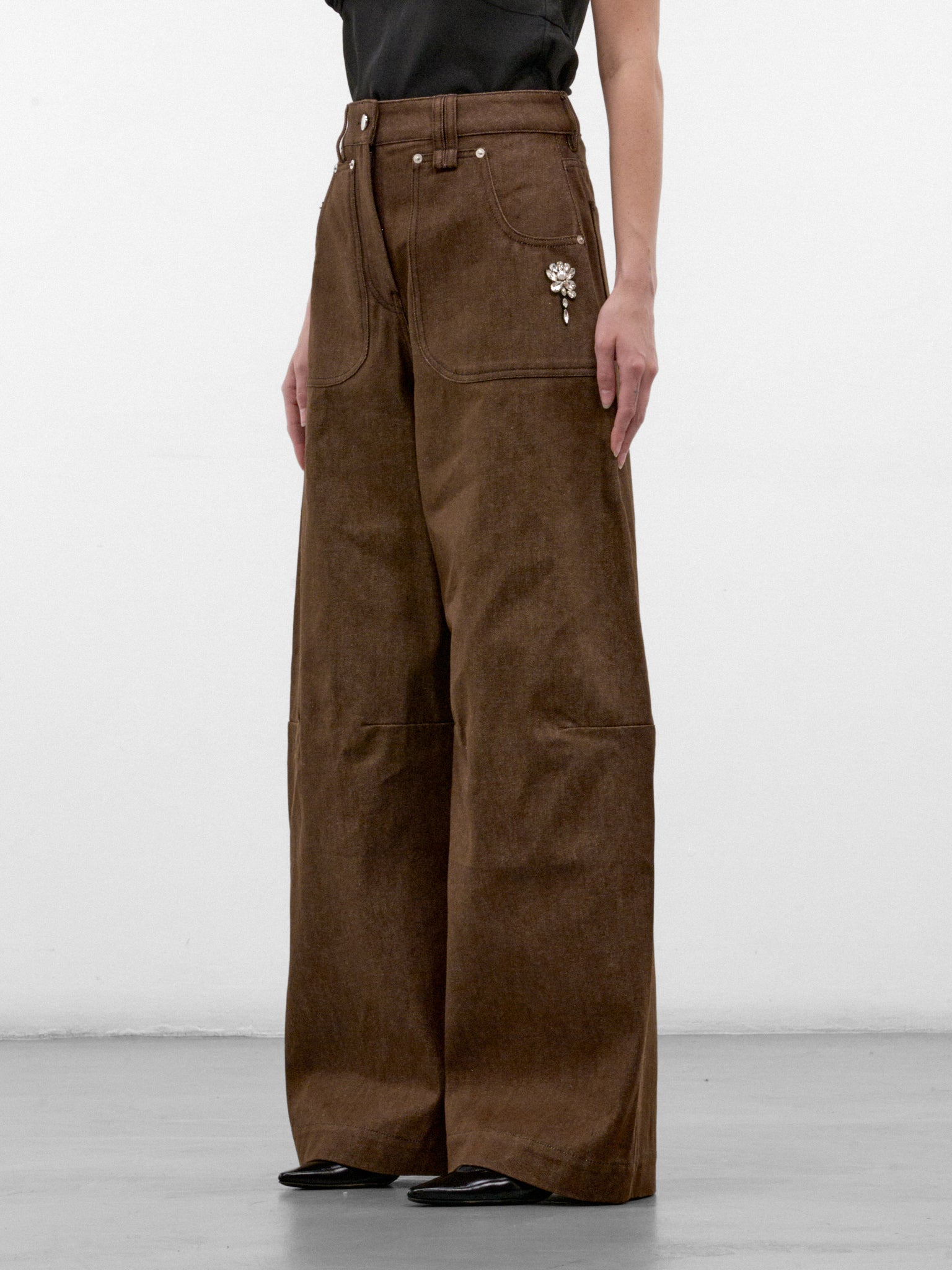 Wide Leg Utility Curve Jeans (4218B-1355-TAN-PEARL-CLEAR)