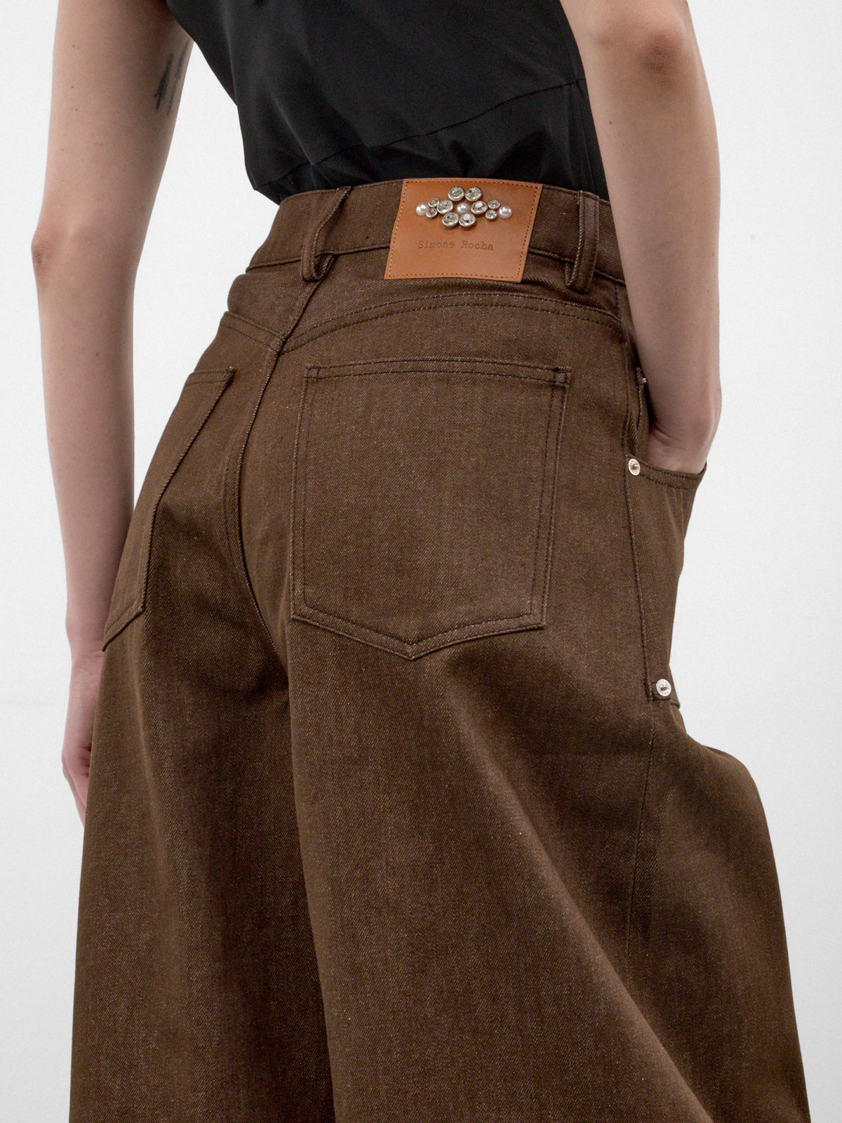 Wide Leg Utility Curve Jeans (4218B-1355-TAN-PEARL-CLEAR)