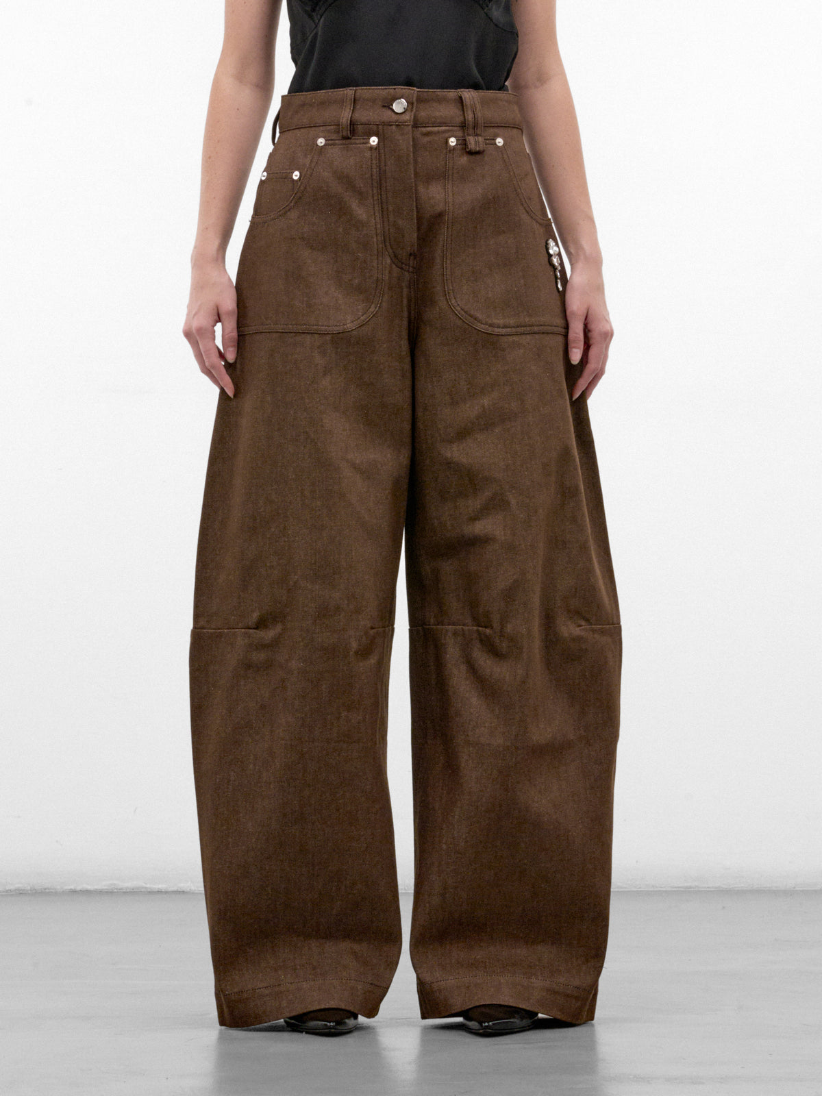 Wide Leg Utility Curve Jeans (4218B-1355-TAN-PEARL-CLEAR)