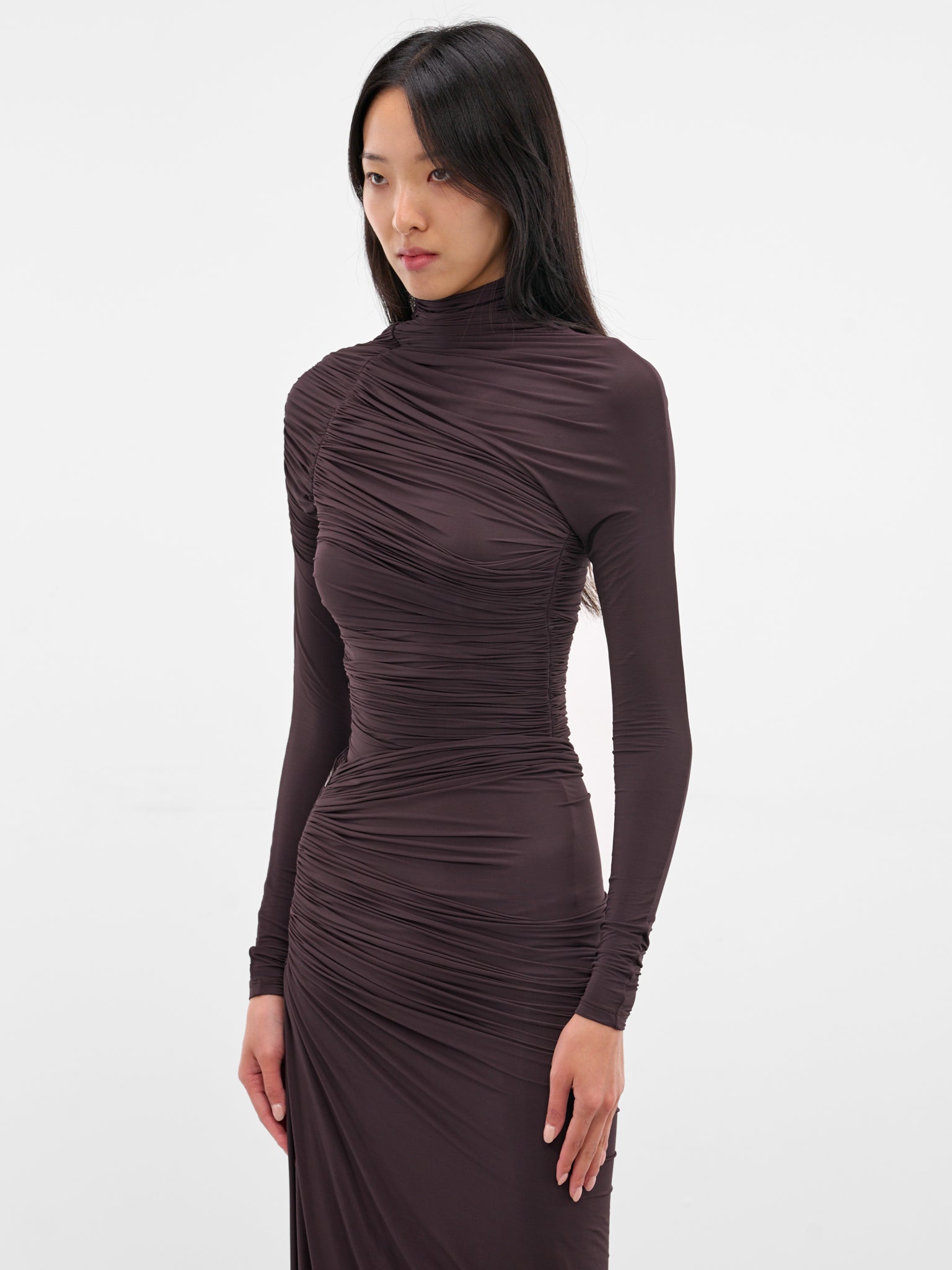 Burgundy Asymmetric Ruched Top (234-T06-BURGUNDY)