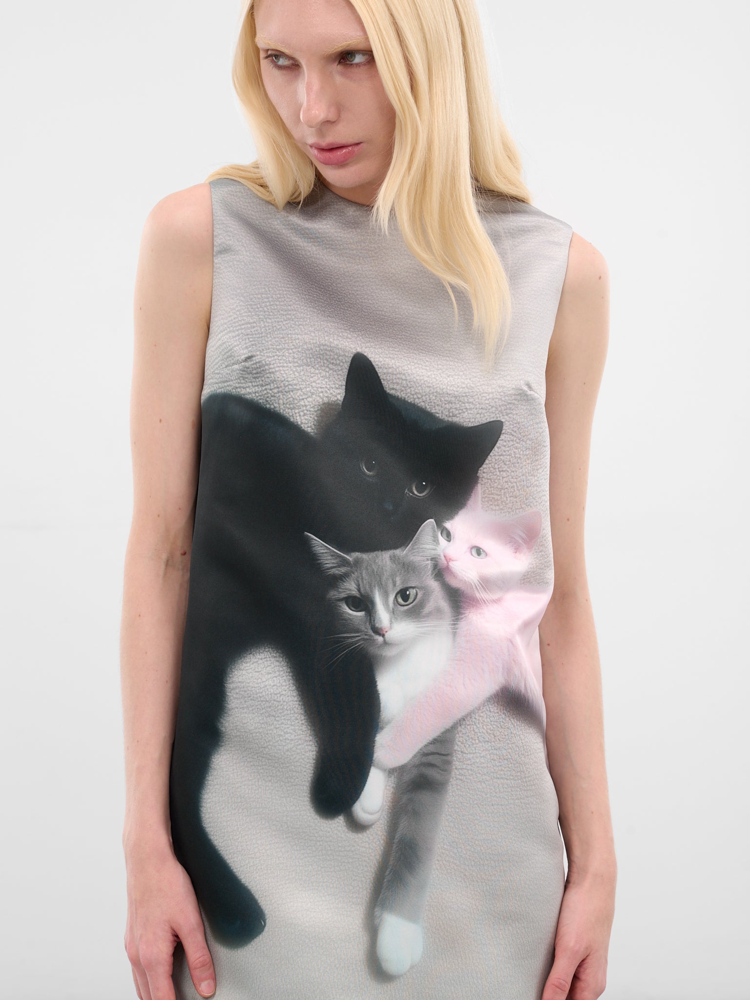 Kitten Trio Print Mini Dress (43-MULTICOLOR)