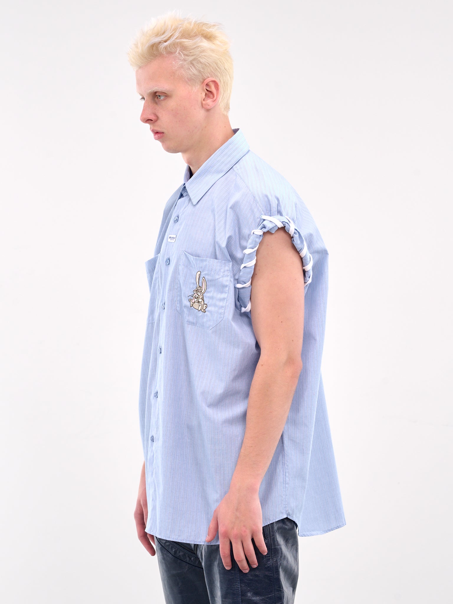 Laced Sleeve Overshirt (465WS15509-BLUEWHITE)