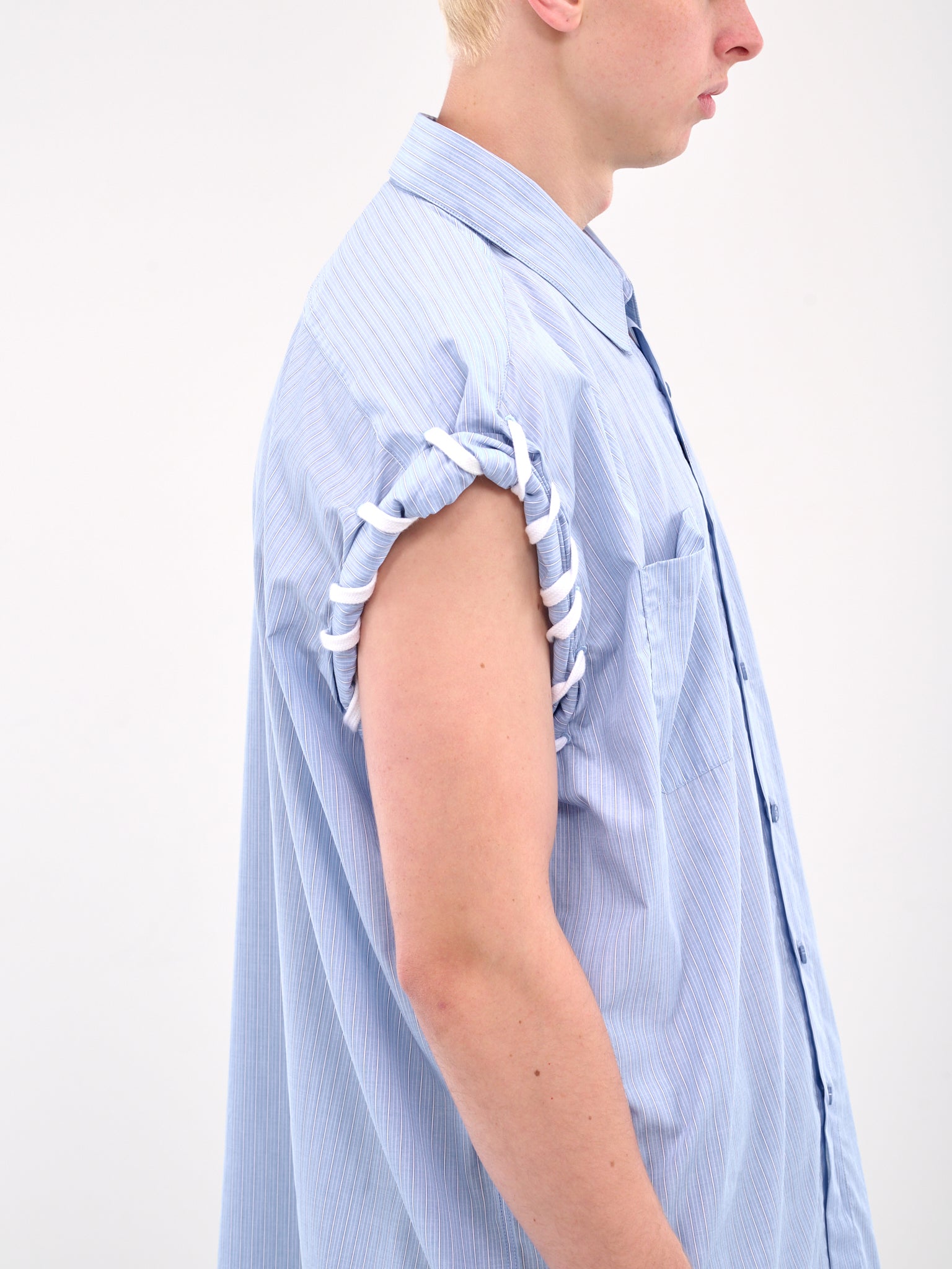 Laced Sleeve Overshirt (465WS15509-BLUEWHITE)
