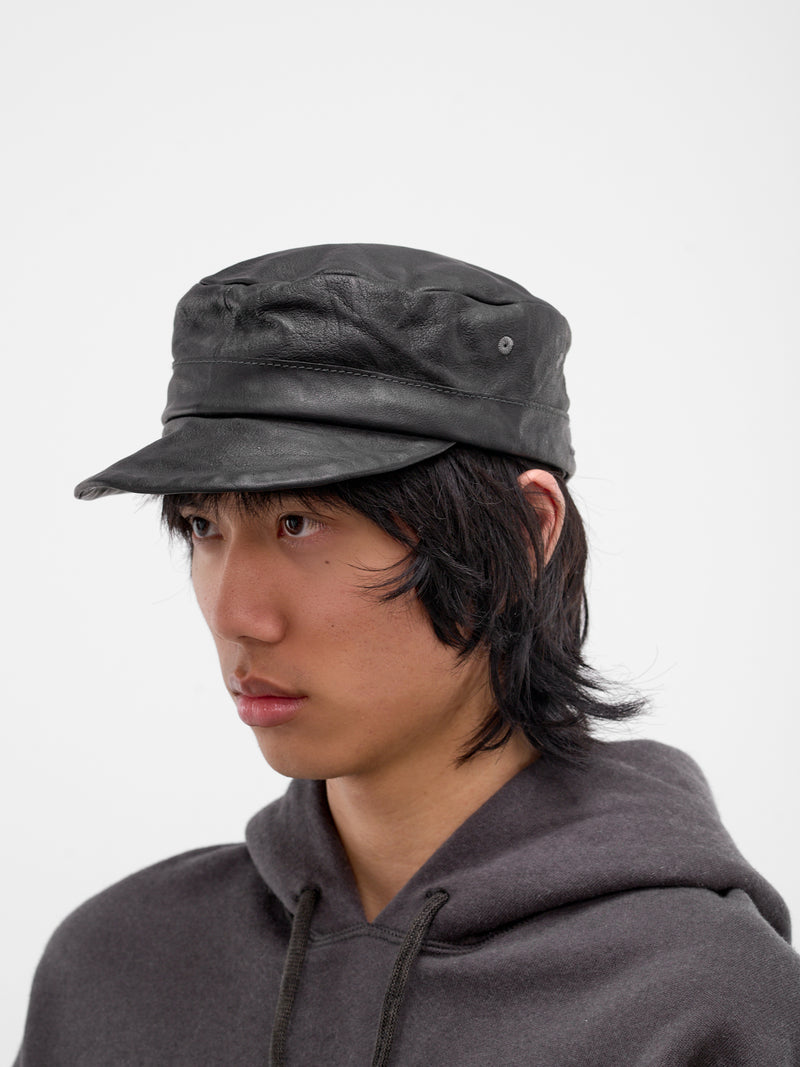 Black Kangaroo Leather Hat (4729-BLACK)
