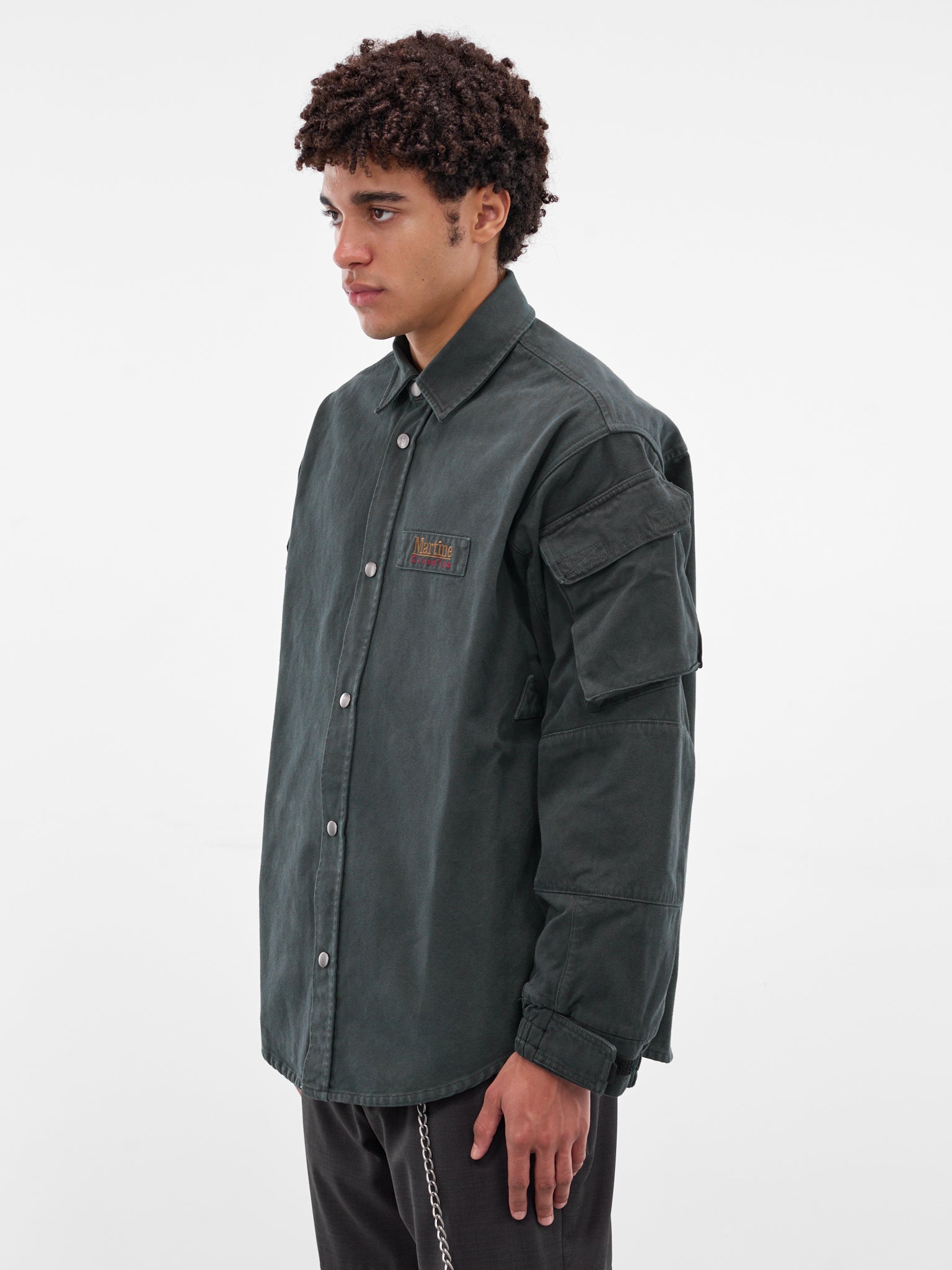 Green Cotton Utility Shirt (475WP22414-GREEN)
