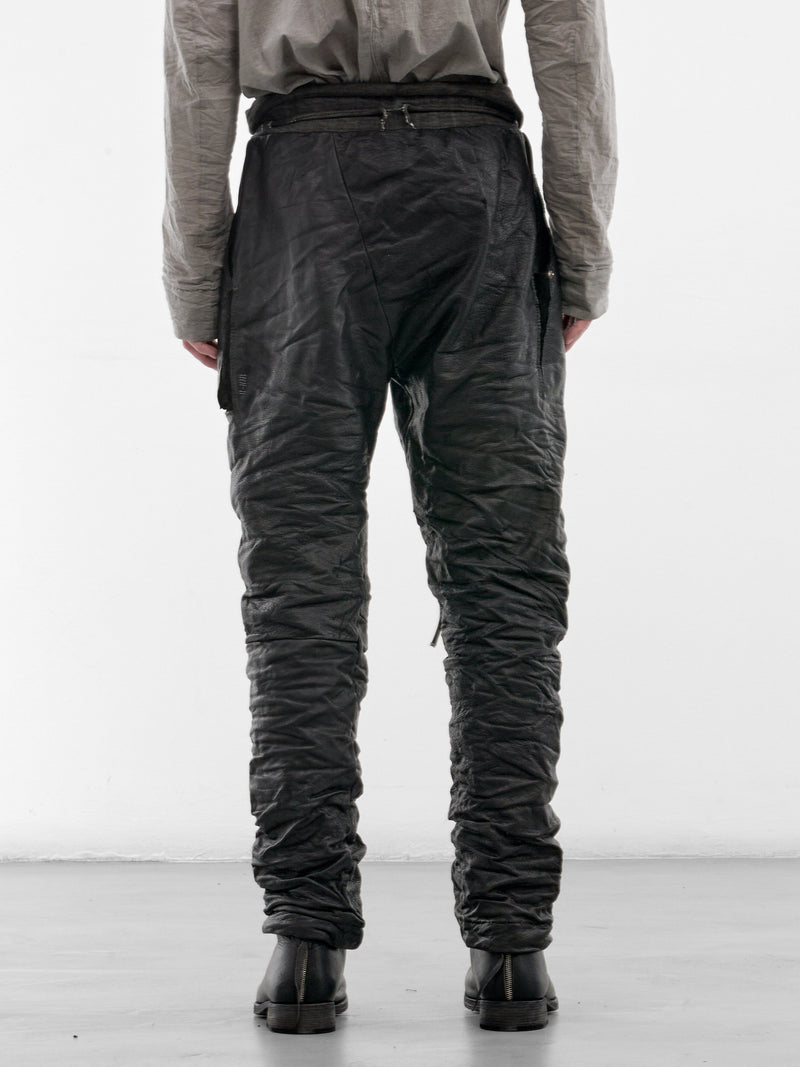 Black Bison Leather Sweatpants (4832-BLACK)