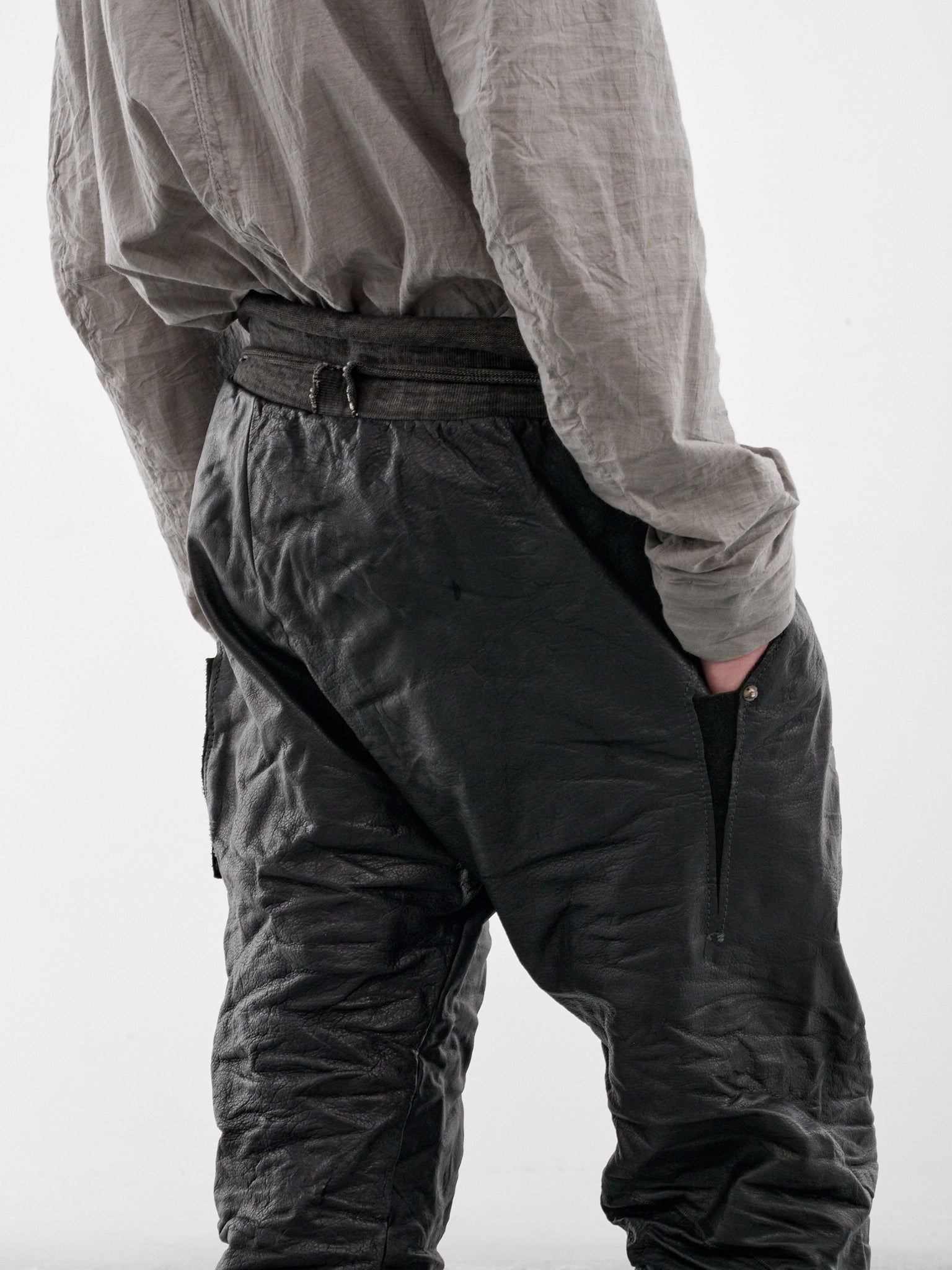 Black Bison Leather Sweatpants (4832-BLACK)