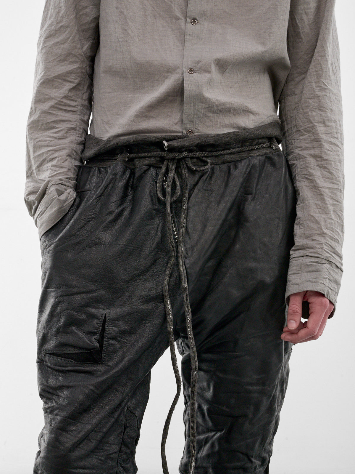 Black Bison Leather Sweatpants (4832-BLACK)