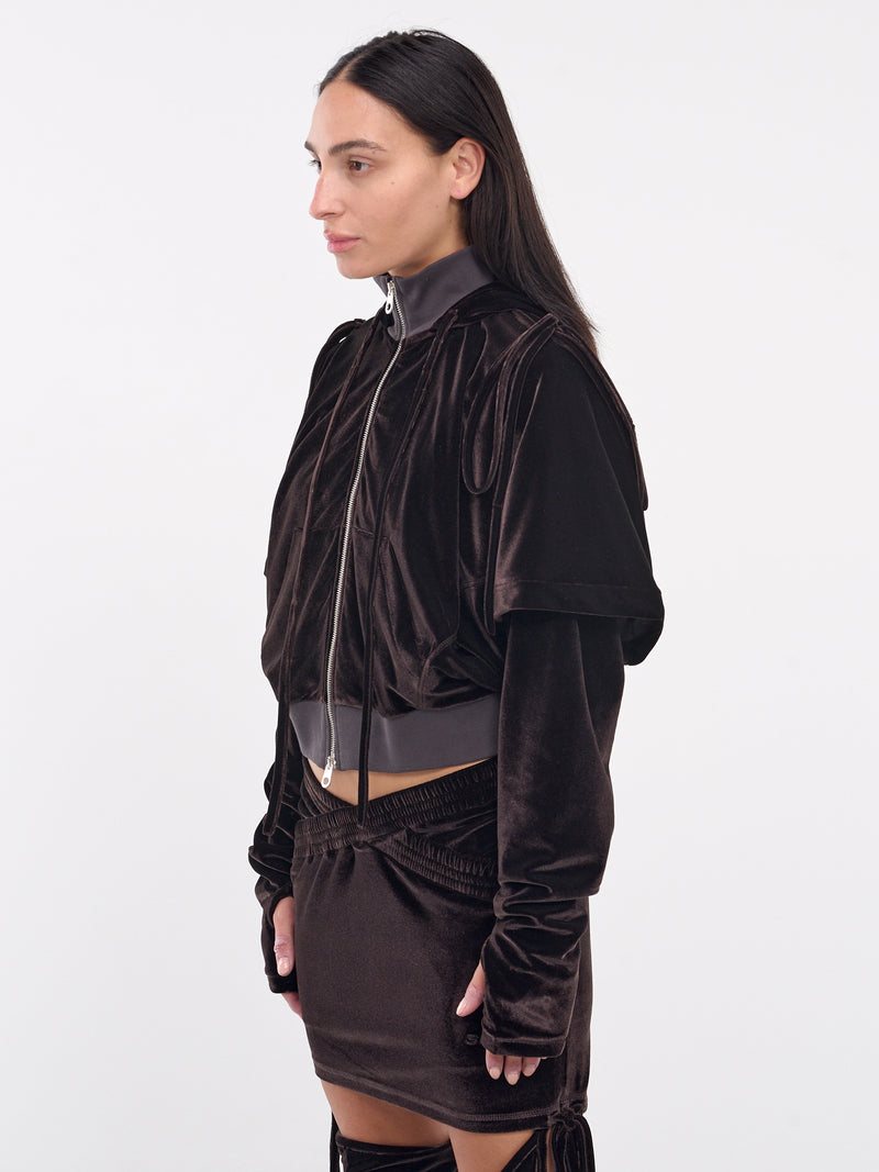 Sacha Velour Hoodie (497-729-BROWN)