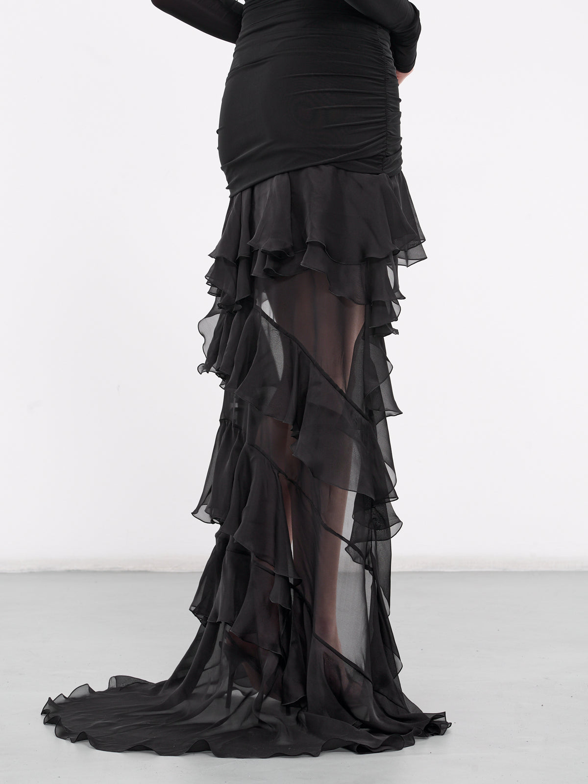 Chiffon Ruffle Dress (4A097A-N0990-BLACK)