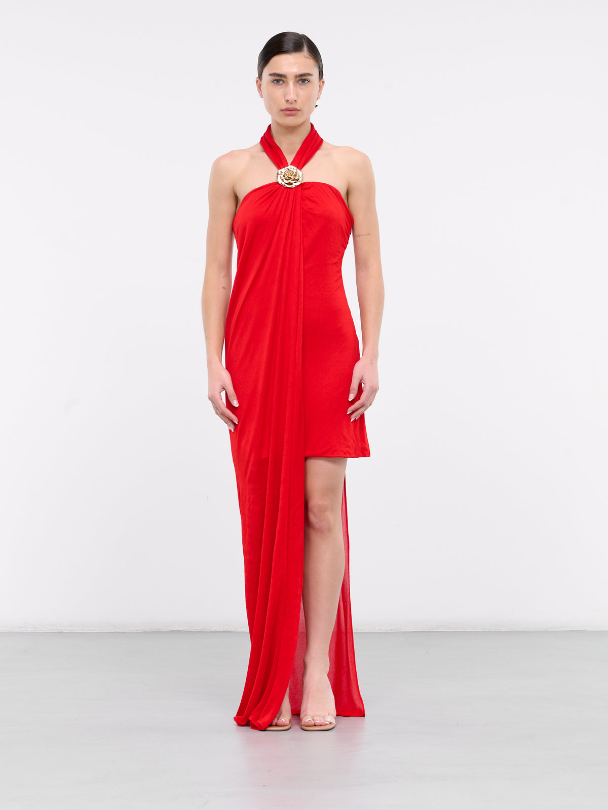 Asymmetric Dress (4A113A-N0313-LIPSTICK-RED)