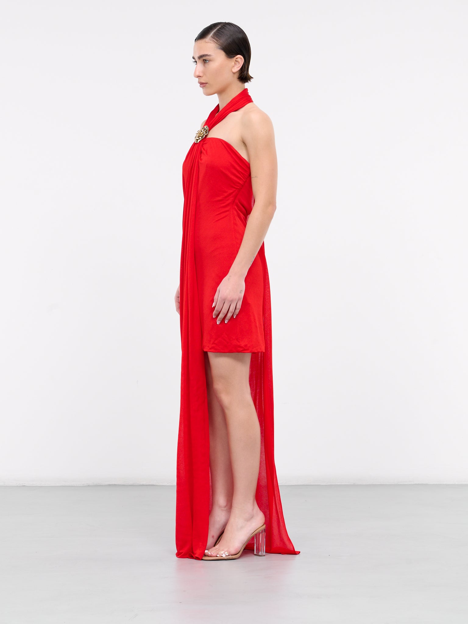 Asymmetric Dress (4A113A-N0313-LIPSTICK-RED)