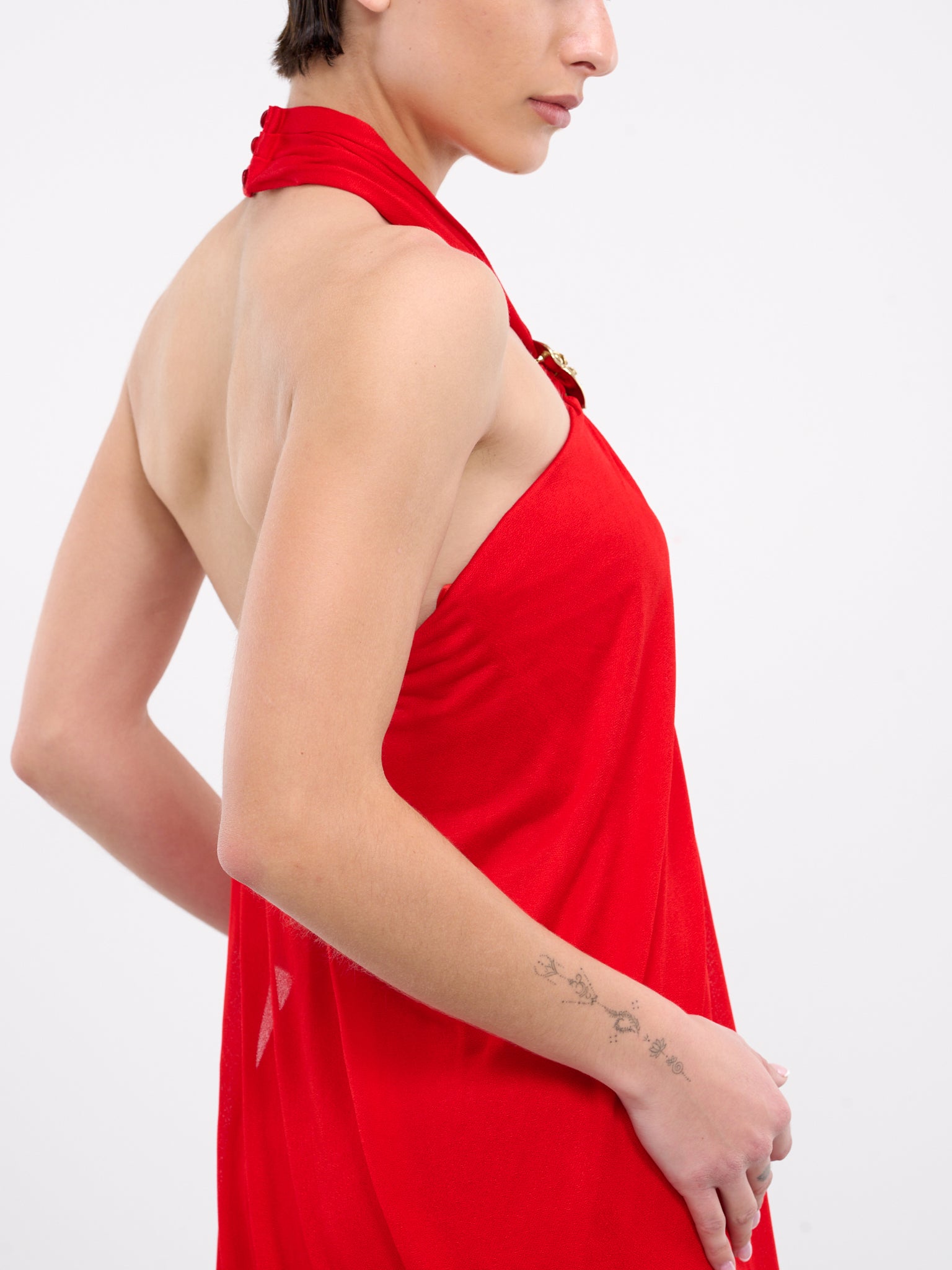 Asymmetric Dress (4A113A-N0313-LIPSTICK-RED)